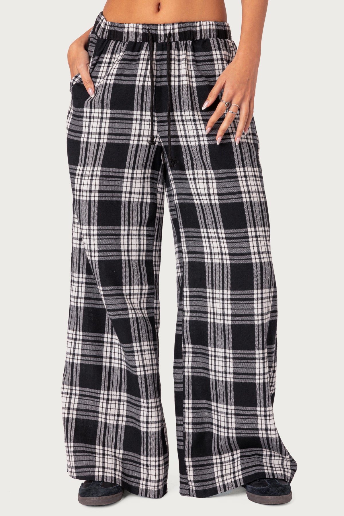 Lounge Around Plaid Wide Leg Pants-Milans Time