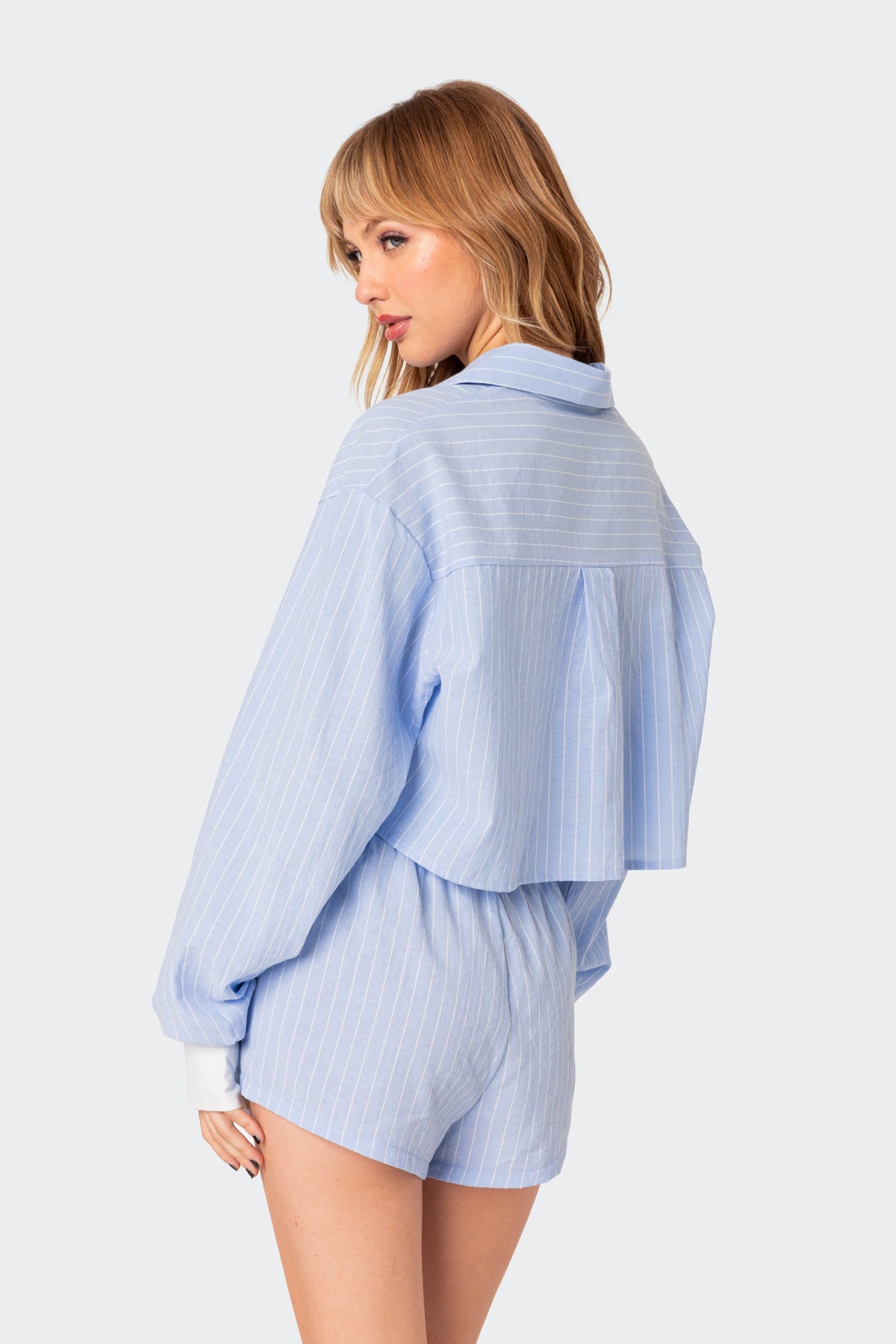 Lea Cropped Button Up Shirt-Milans Time