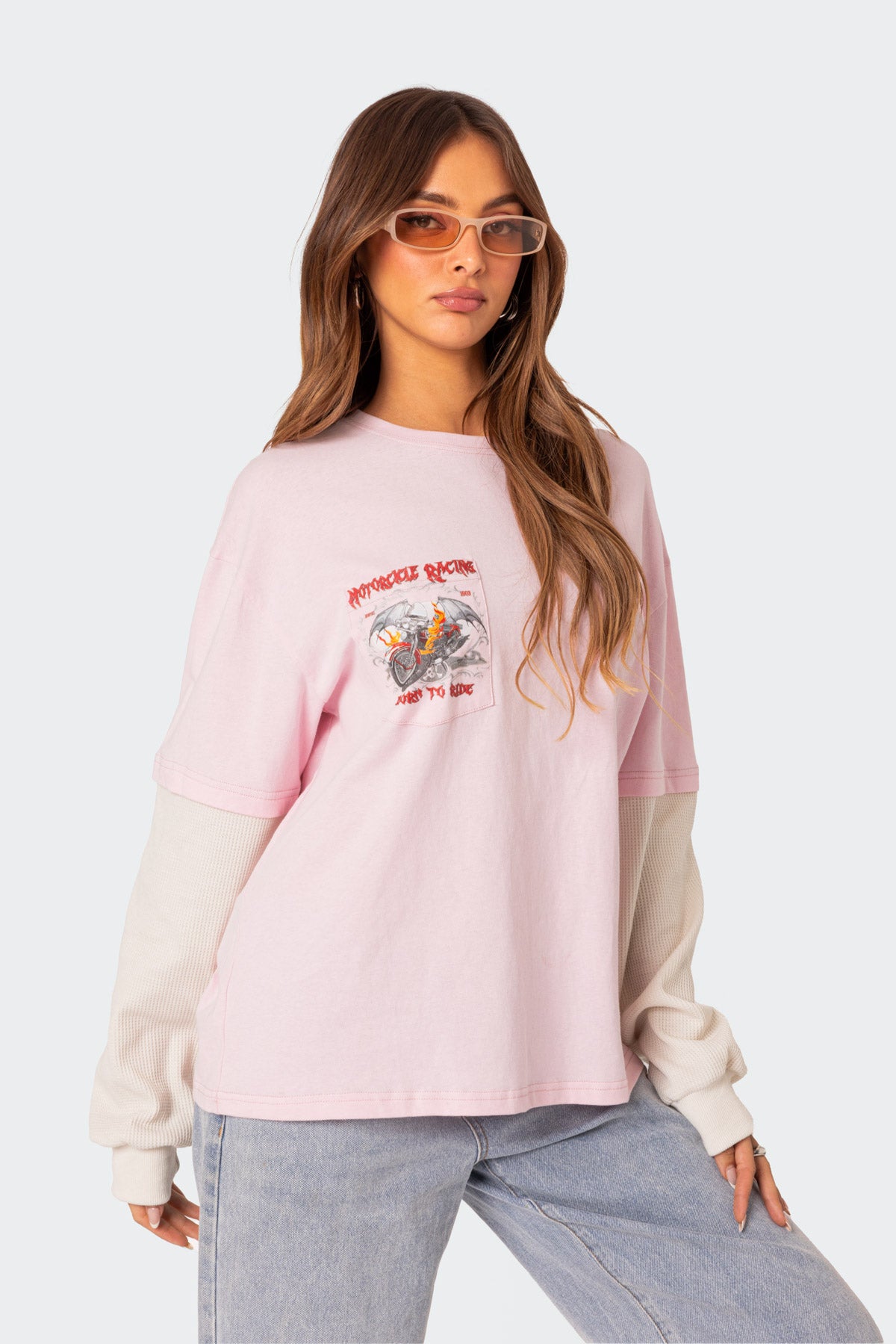 Racing Oversized Layered T Shirt-Milans Time