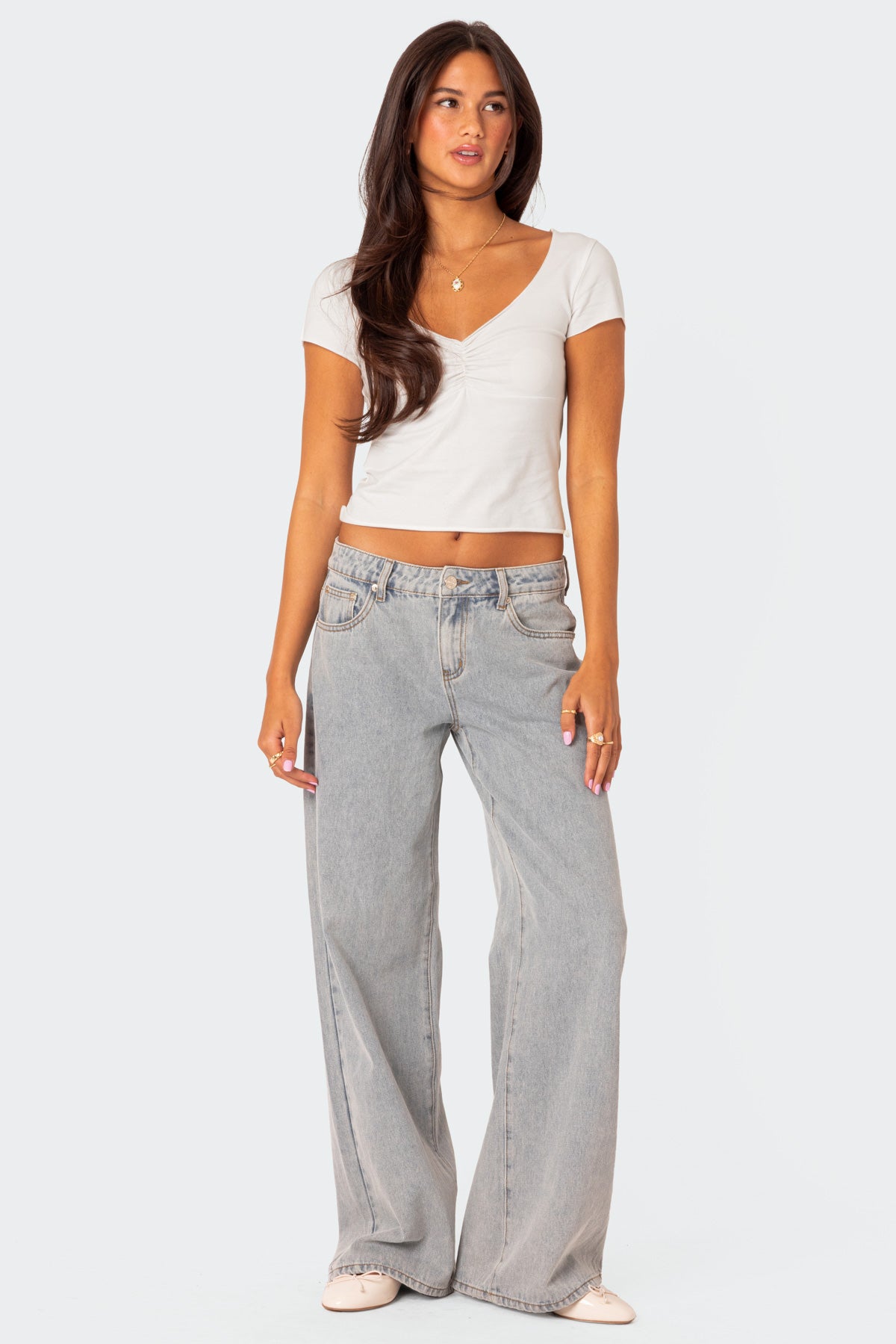 Ava V Neck Ruched Top-Milans Time