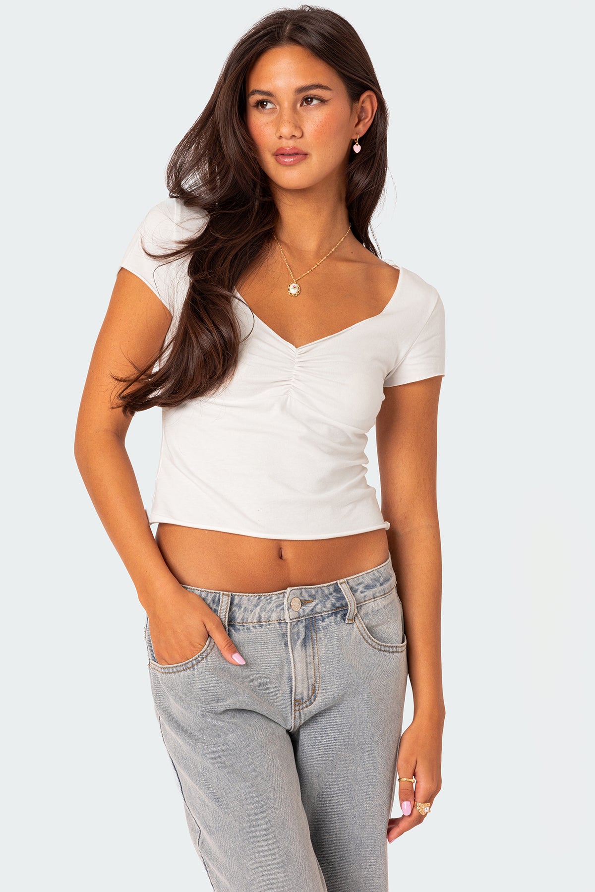Ava V Neck Ruched Top-Milans Time