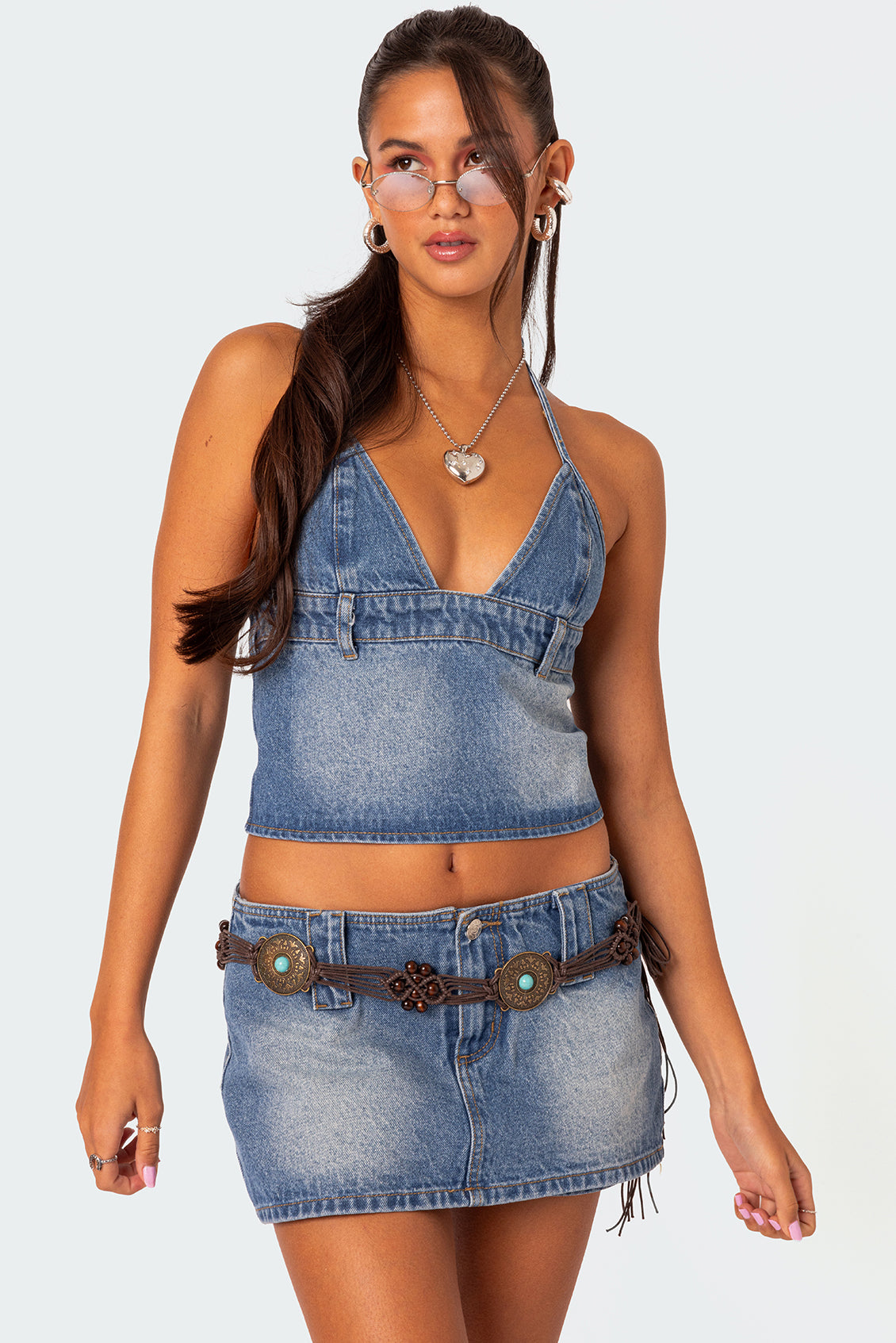 Wanona Denim Halter Top-Milans Time