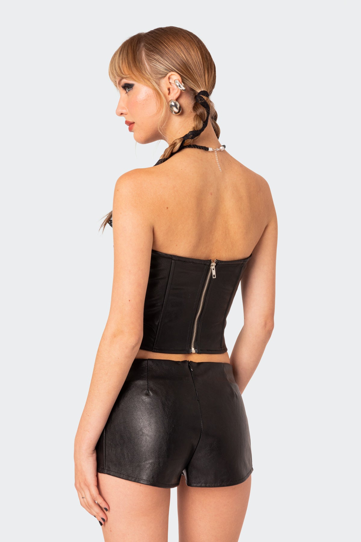 Wilde Lace Up Faux Leather Corset-Milans Time