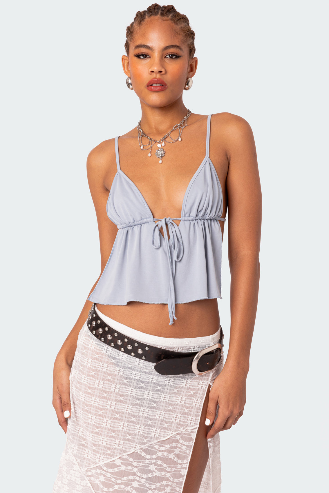 Rylee Tie Front Open Back Top-Milans Time