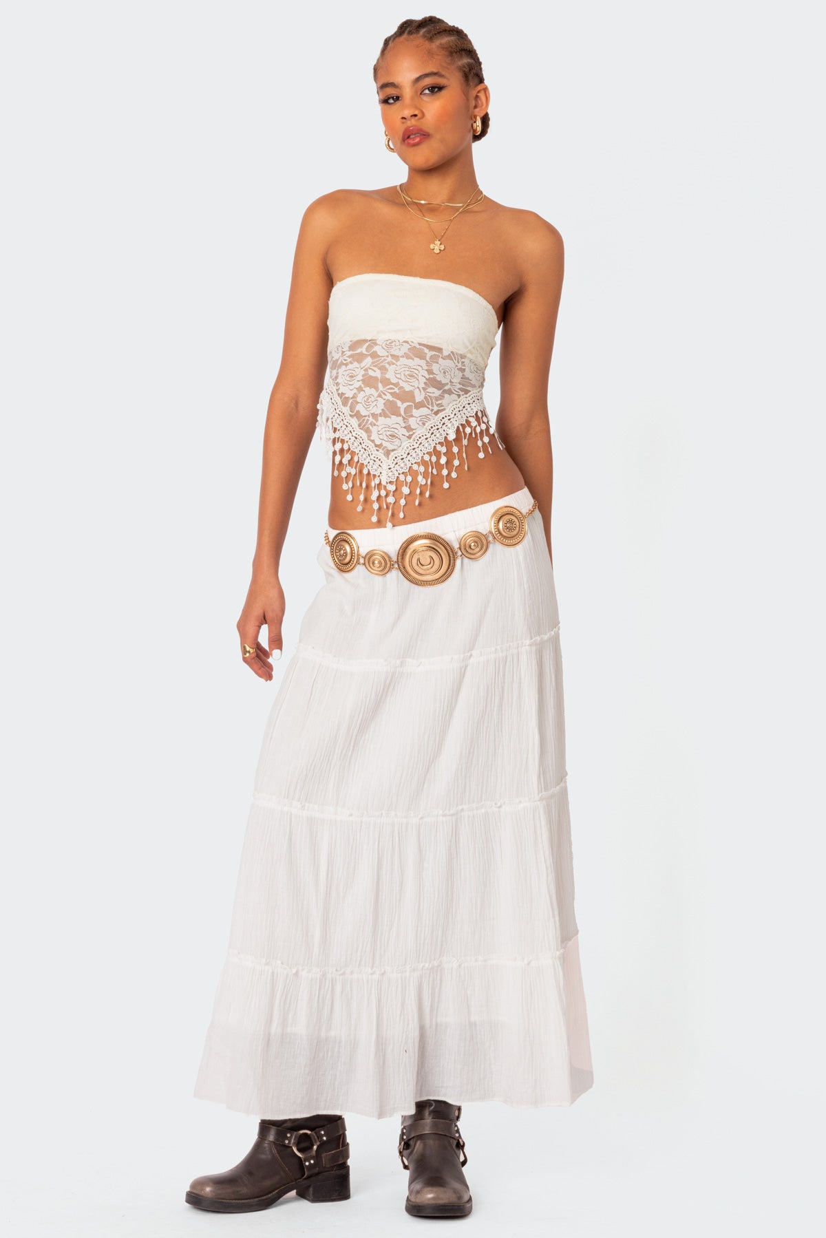 India Sheer Lace Strapless Top-Milans Time