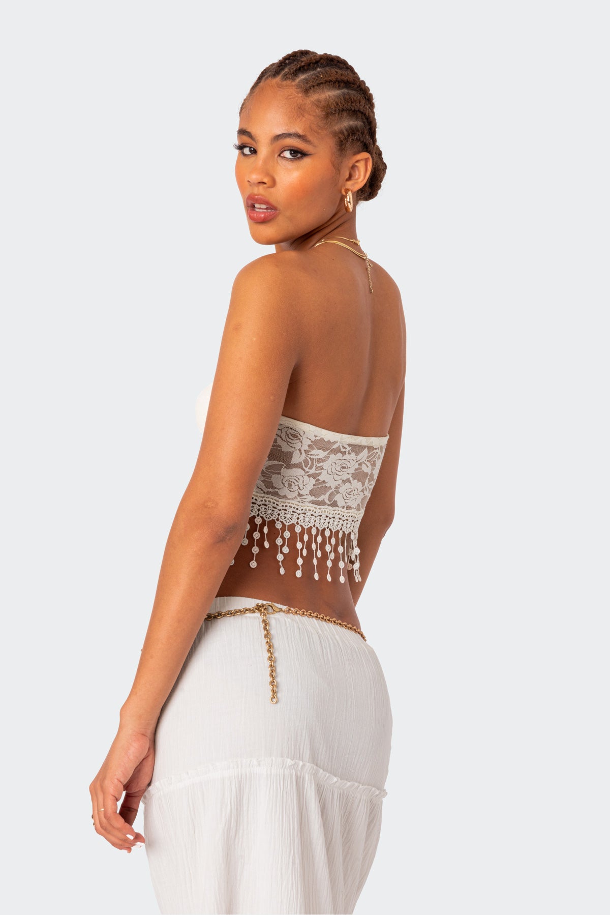 India Sheer Lace Strapless Top-Milans Time