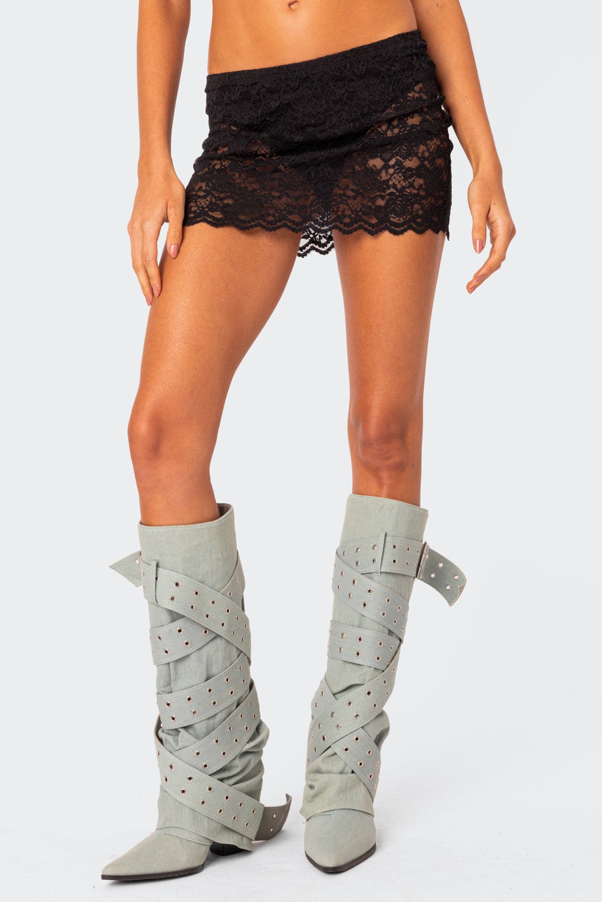 Kaylie Sheer Lace Mini Skirt-Milans Time