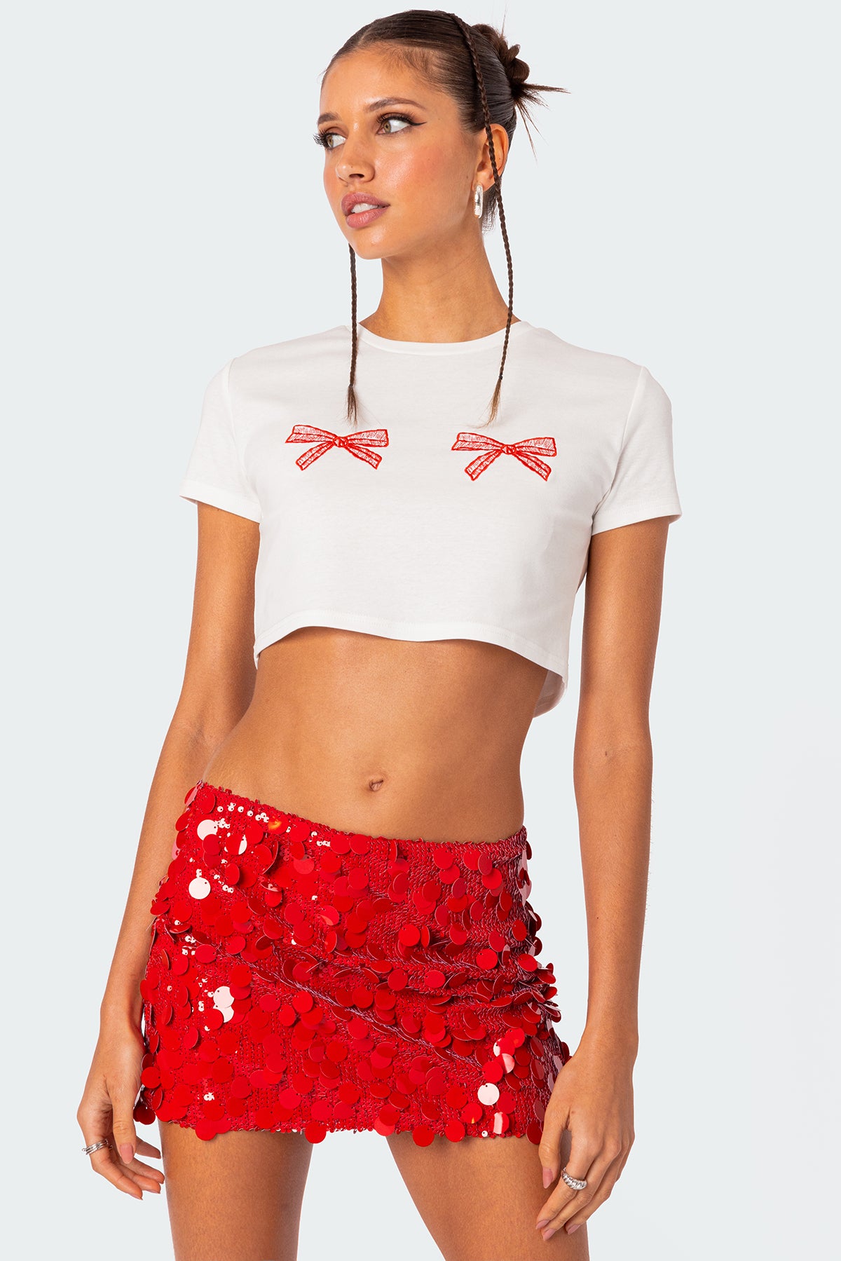 Bowie Embroidered Cropped T Shirt-Milans Time