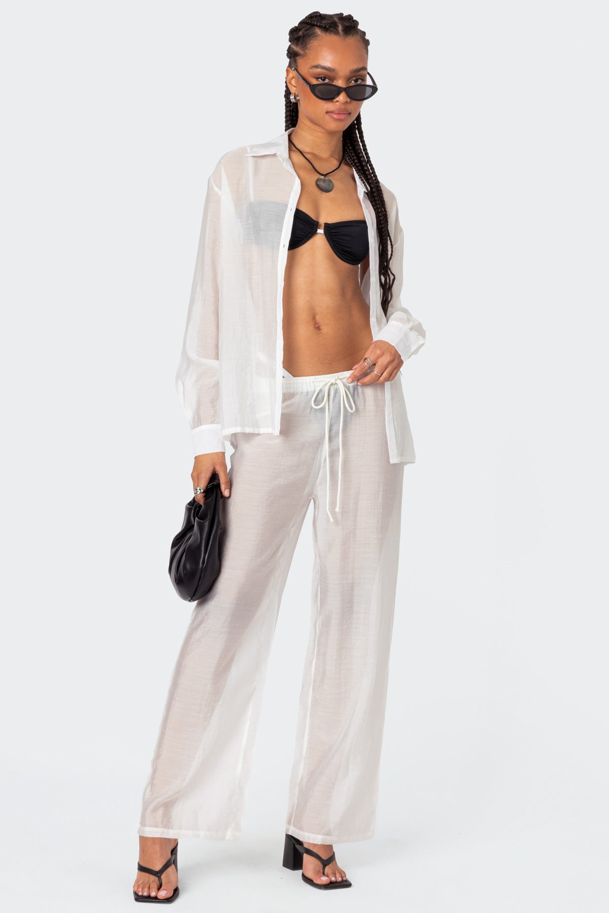 Breezy Oversized Sheer Button Up Shirt-Milans Time