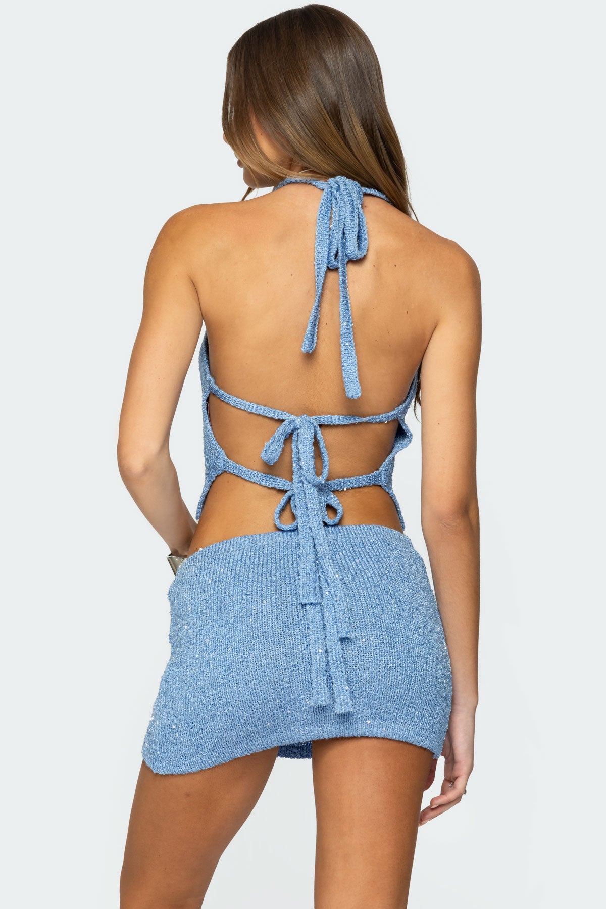 Shaylee Sequin Knit Backless Top-Milans Time