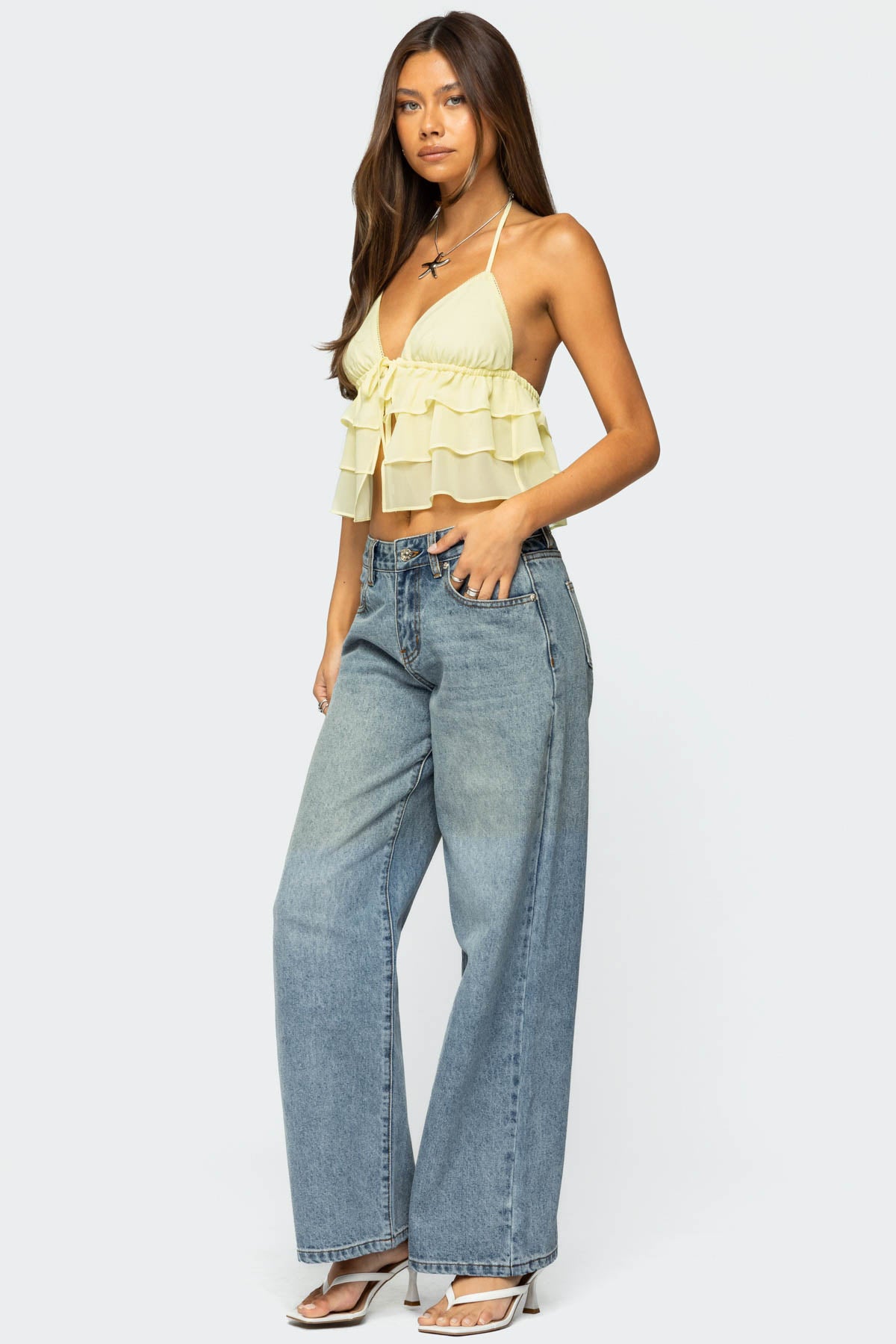 Zephi Split Front Ruffled Top-Milans Time