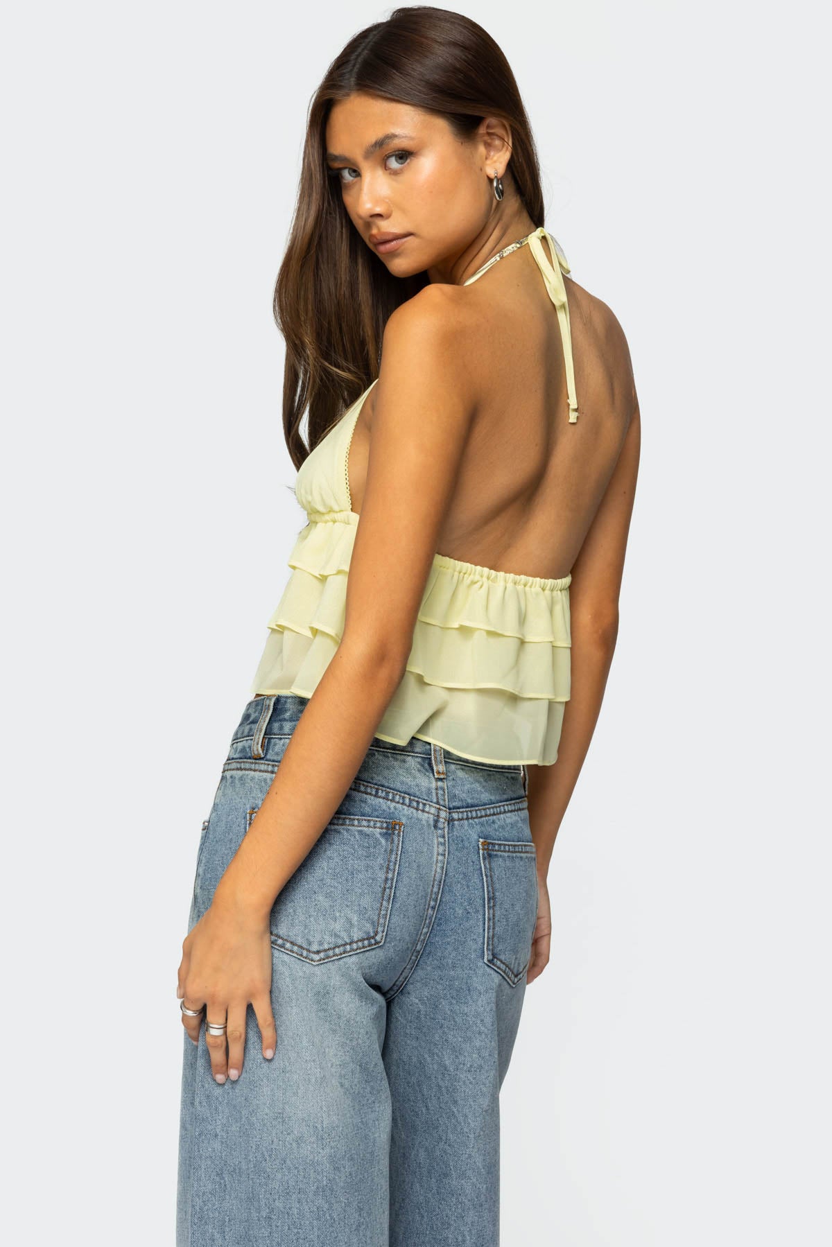 Zephi Split Front Ruffled Top-Milans Time