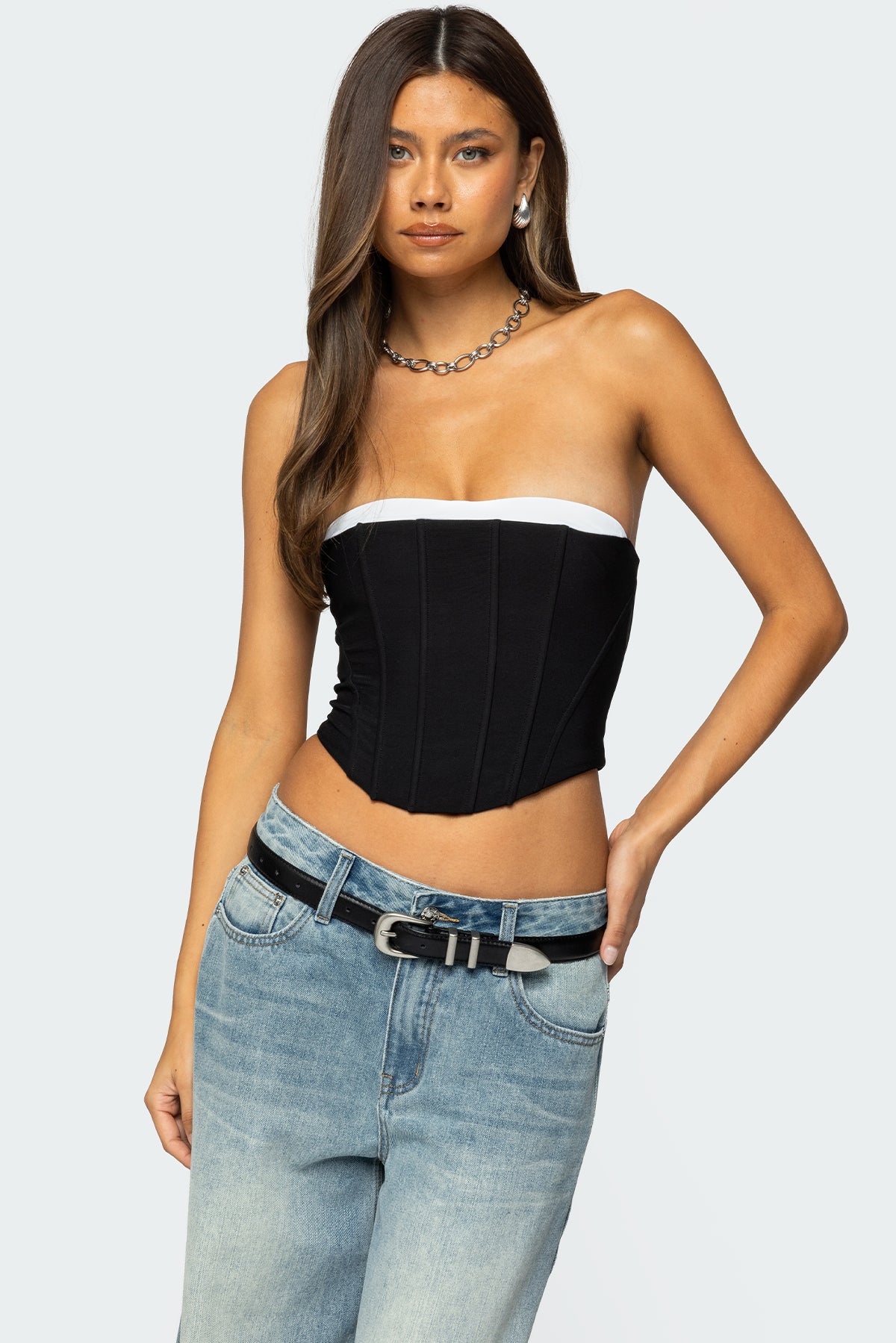 Ryla Contrast Layered Mesh Corset-Milans Time