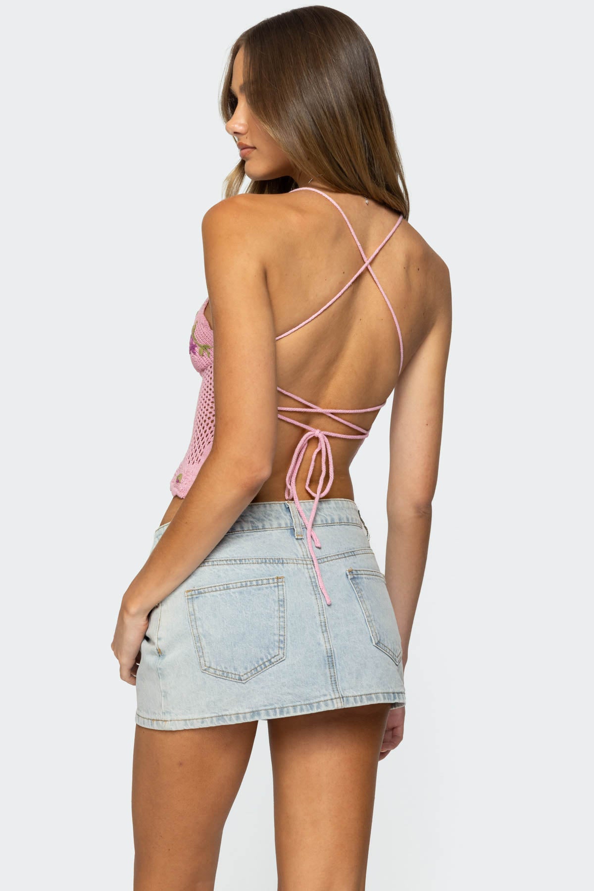 Quince Backless Embroidered Crochet Top-Milans Time