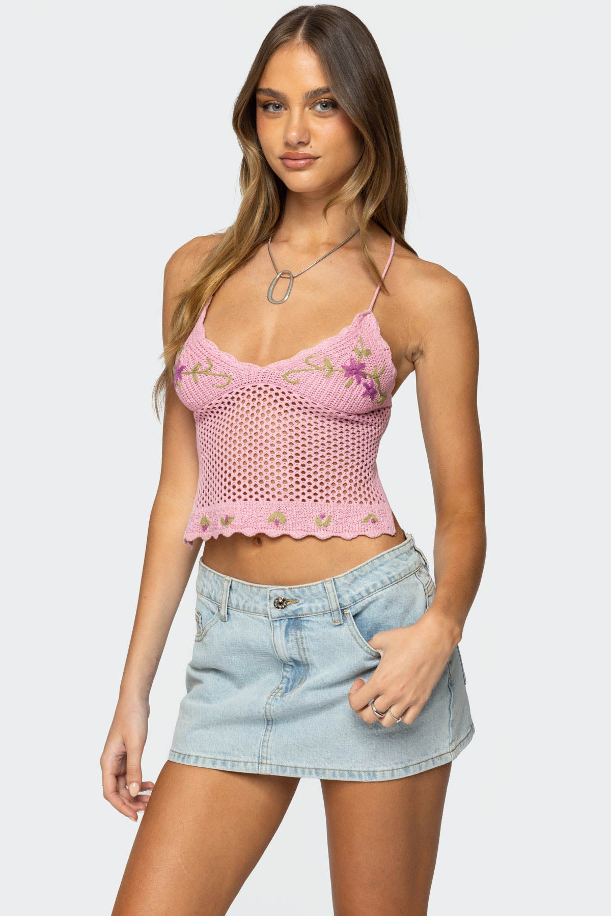 Quince Backless Embroidered Crochet Top-Milans Time