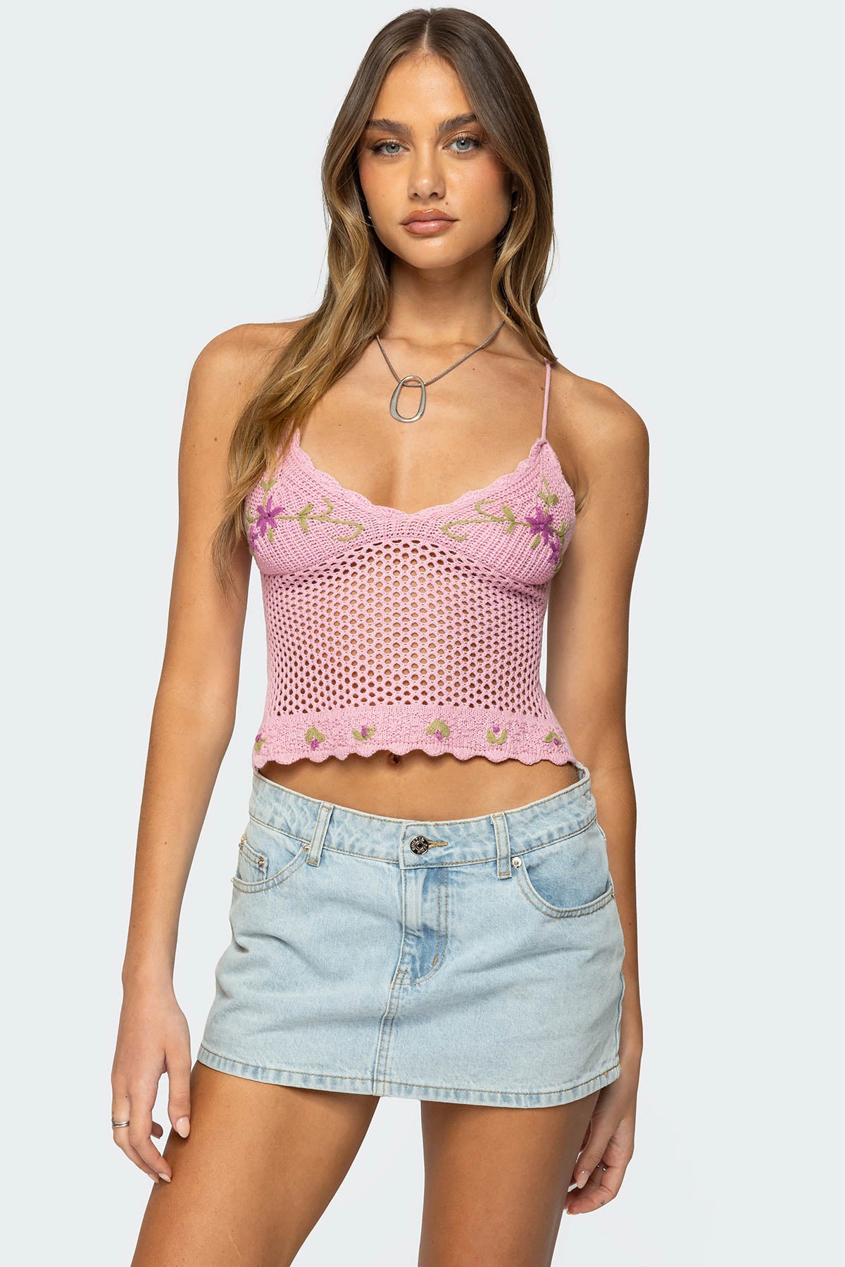 Quince Backless Embroidered Crochet Top-Milans Time