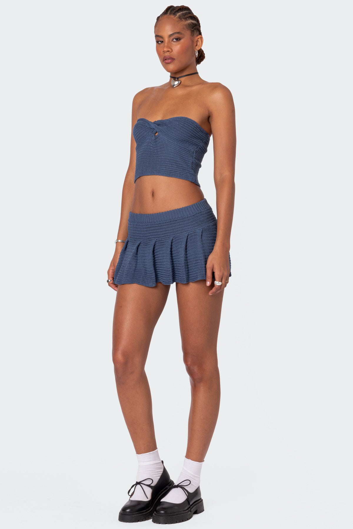 Kiera Pleated Knit Mini Skirt-Milans Time