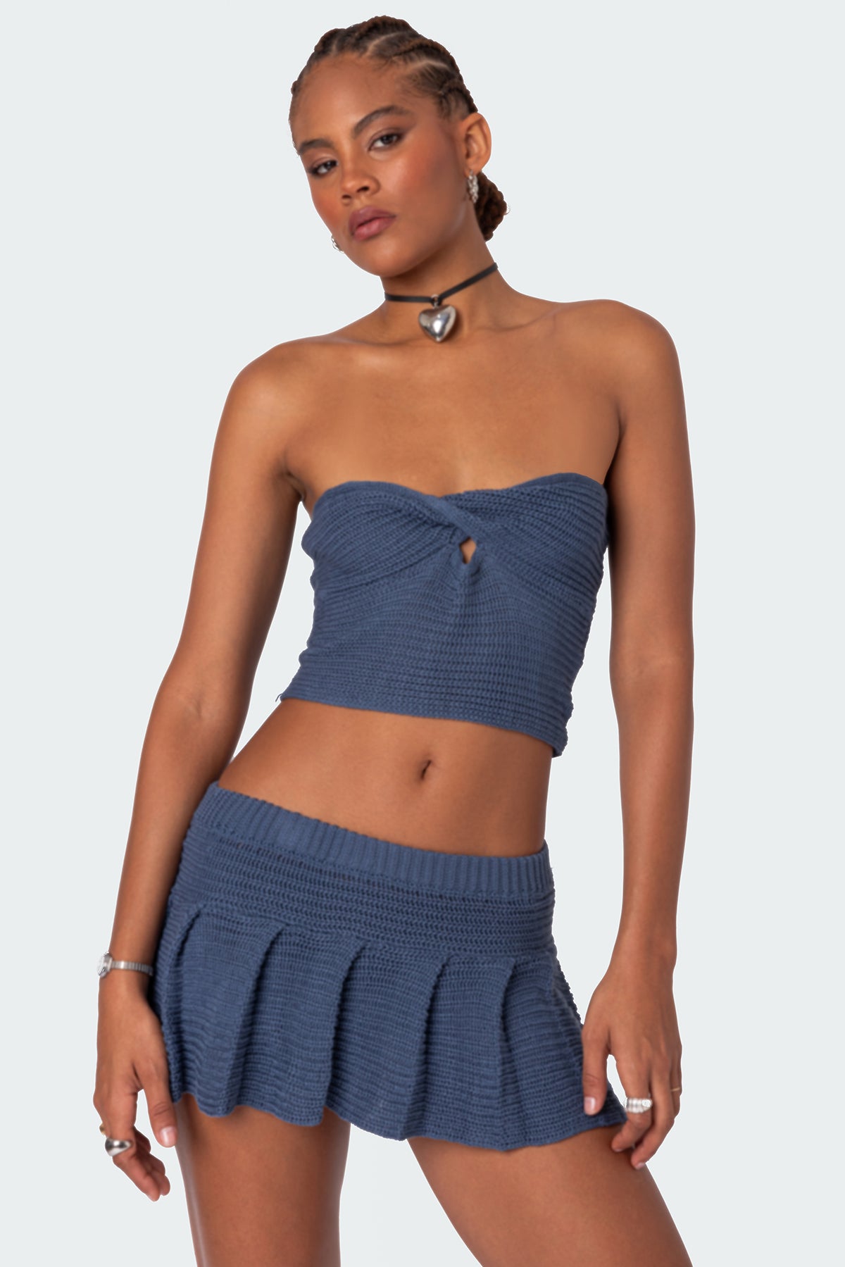 Kiera Twist Front Knit Tube Top-Milans Time