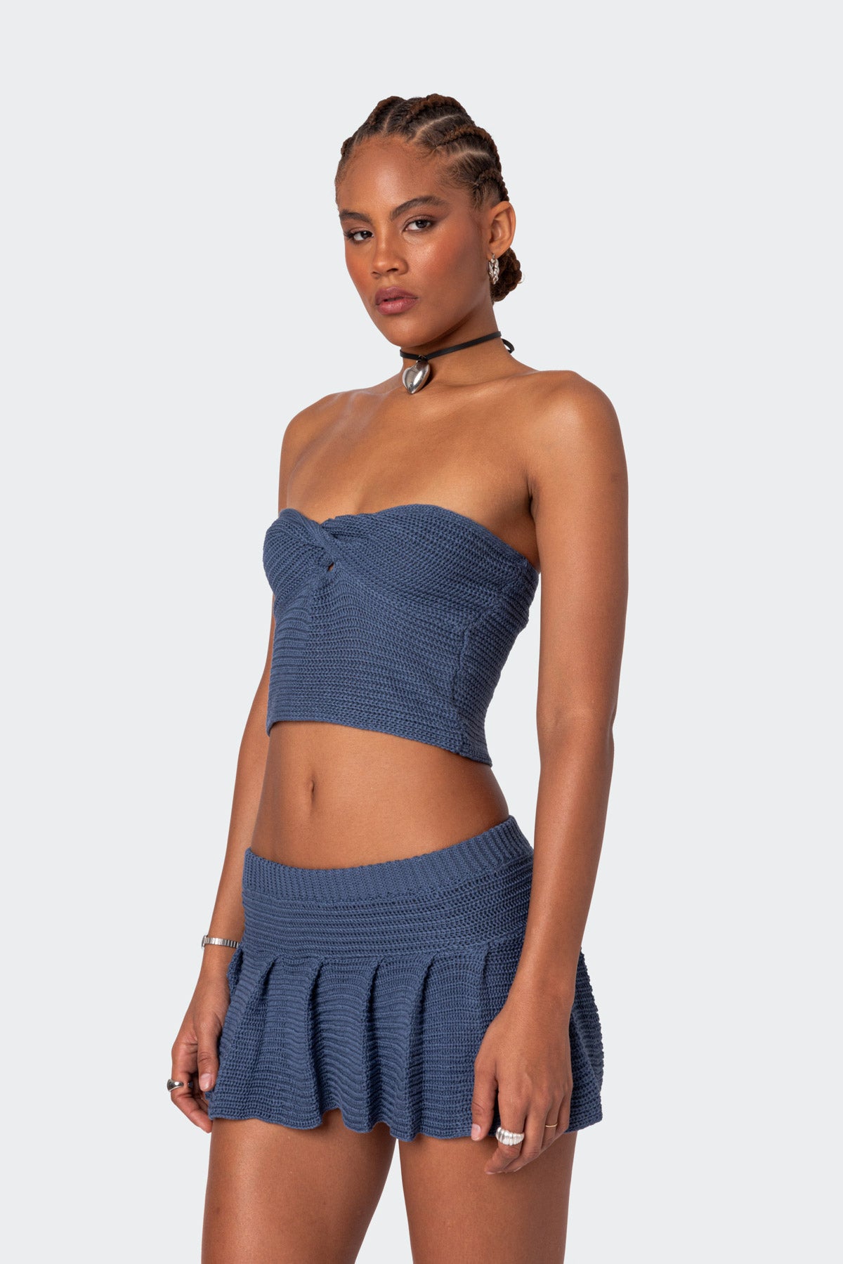 Kiera Twist Front Knit Tube Top-Milans Time