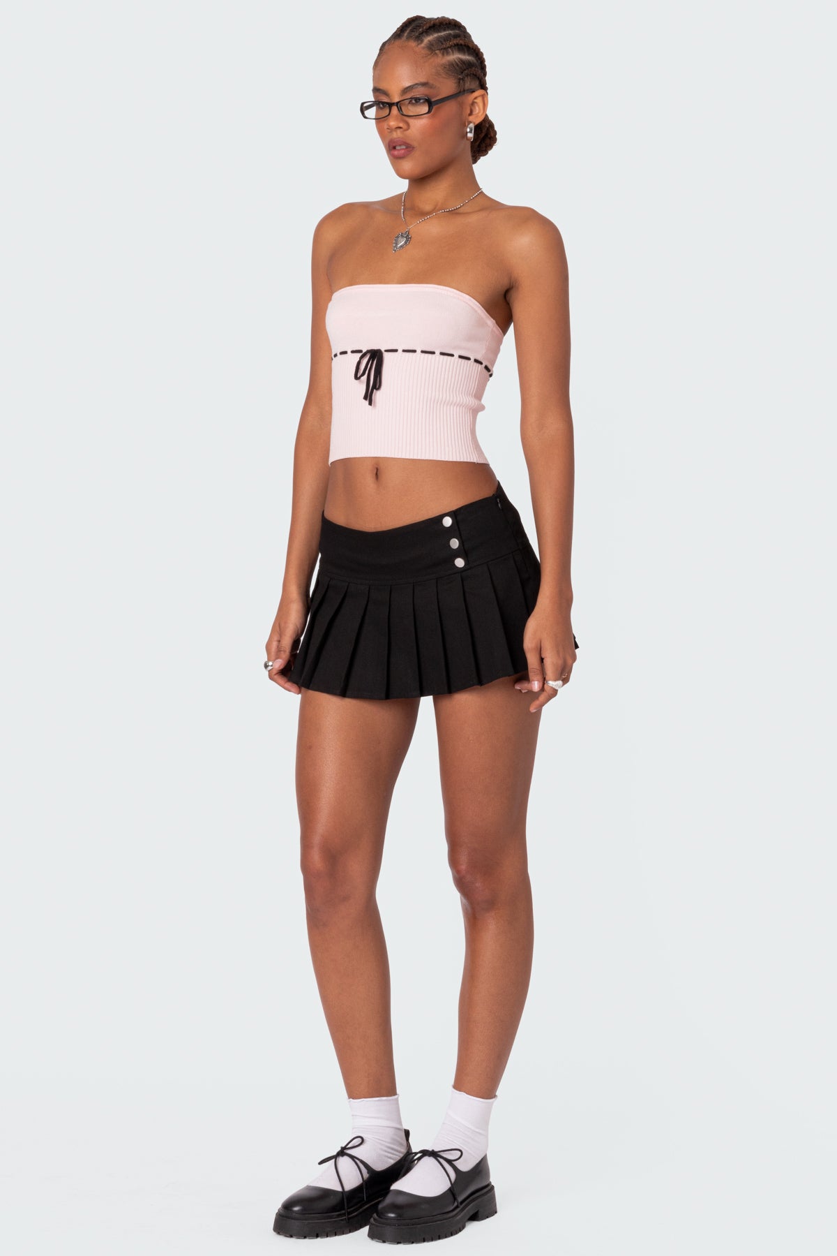 Elsie Knitted Tie Tube Top-Milans Time