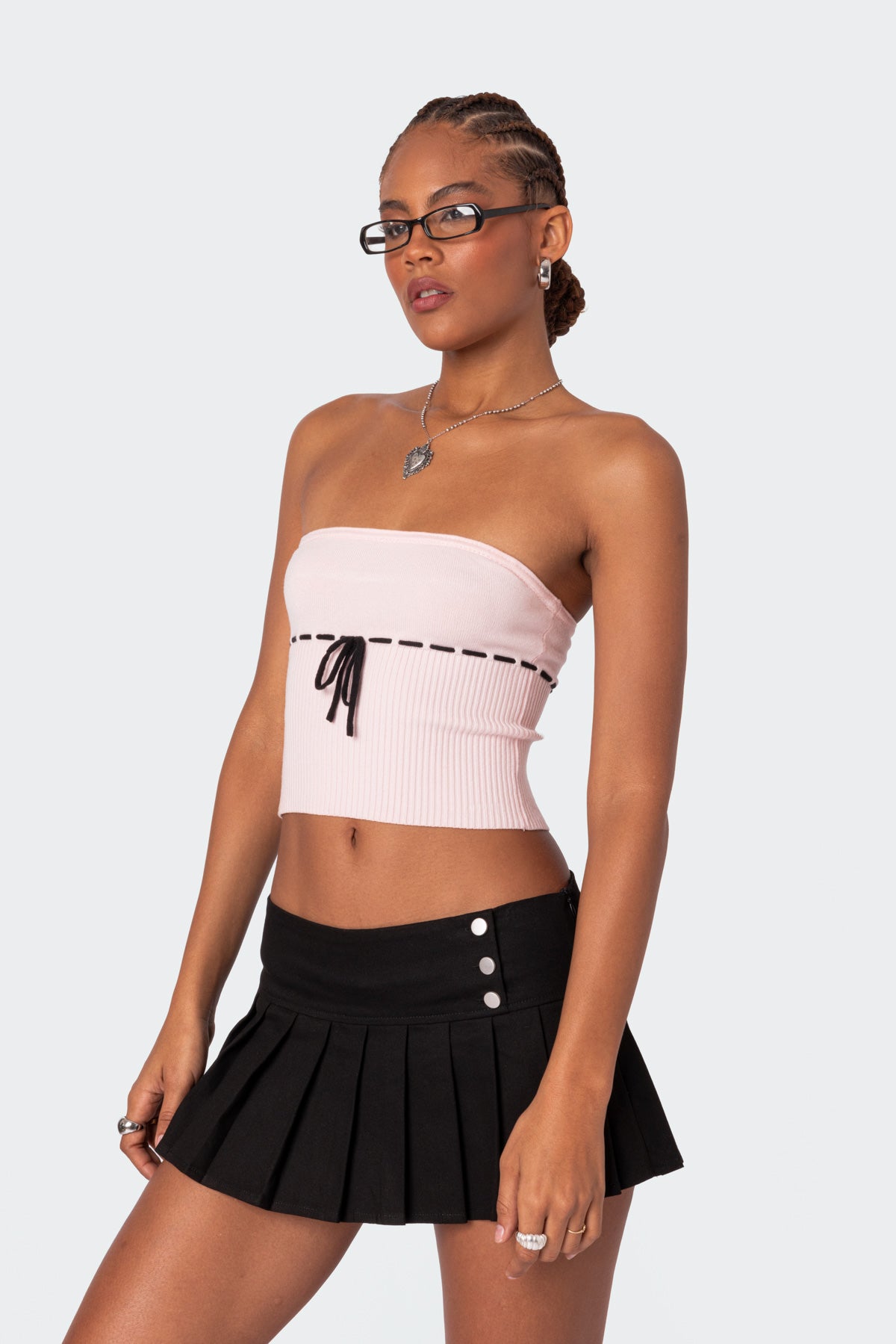 Elsie Knitted Tie Tube Top-Milans Time