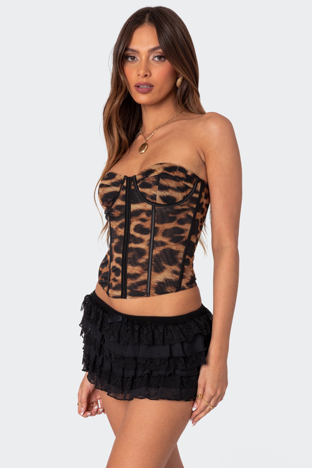 Lennox Leopard Print Mesh Corset-Milans Time