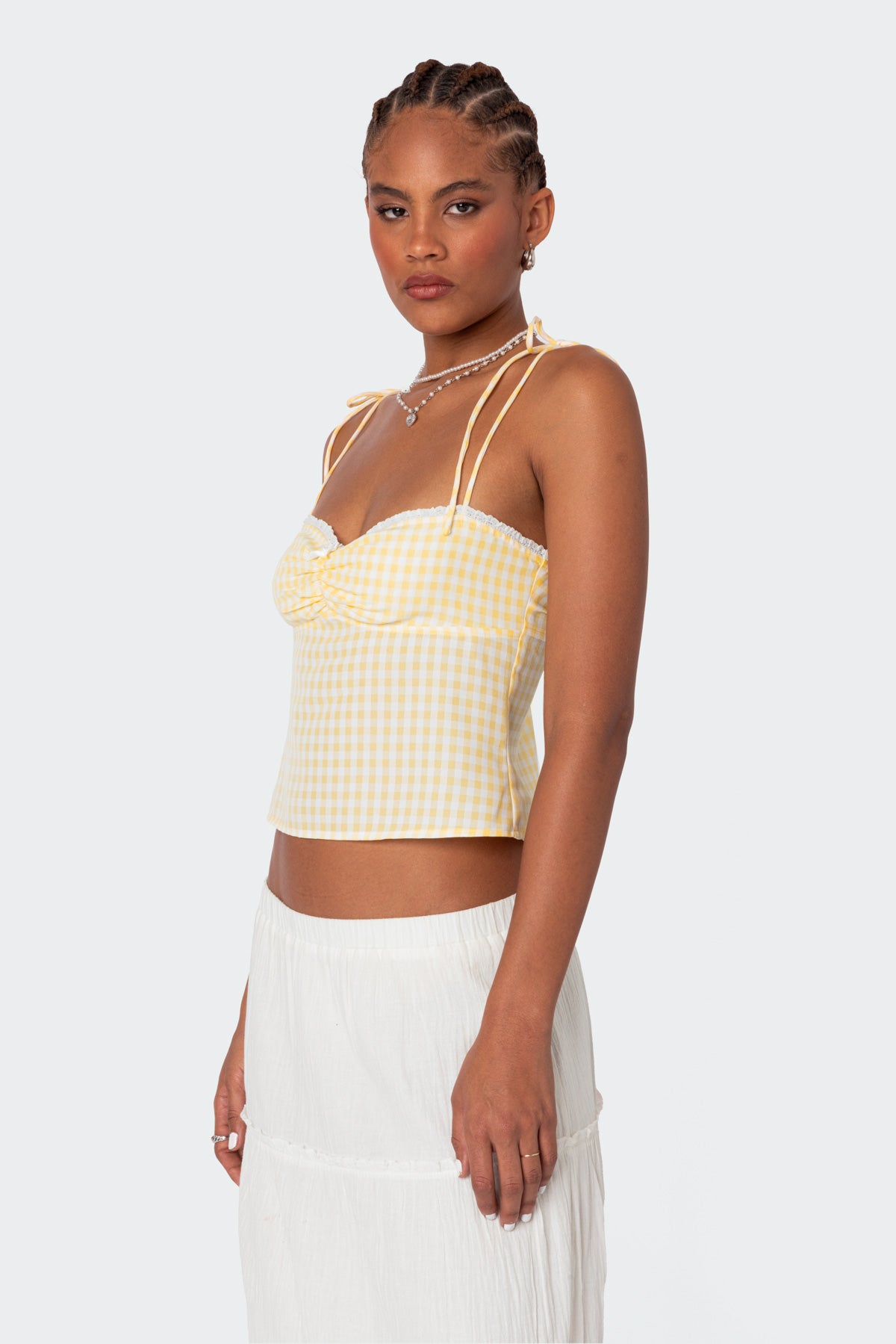 Billie Open Tie Back Gingham Top-Milans Time
