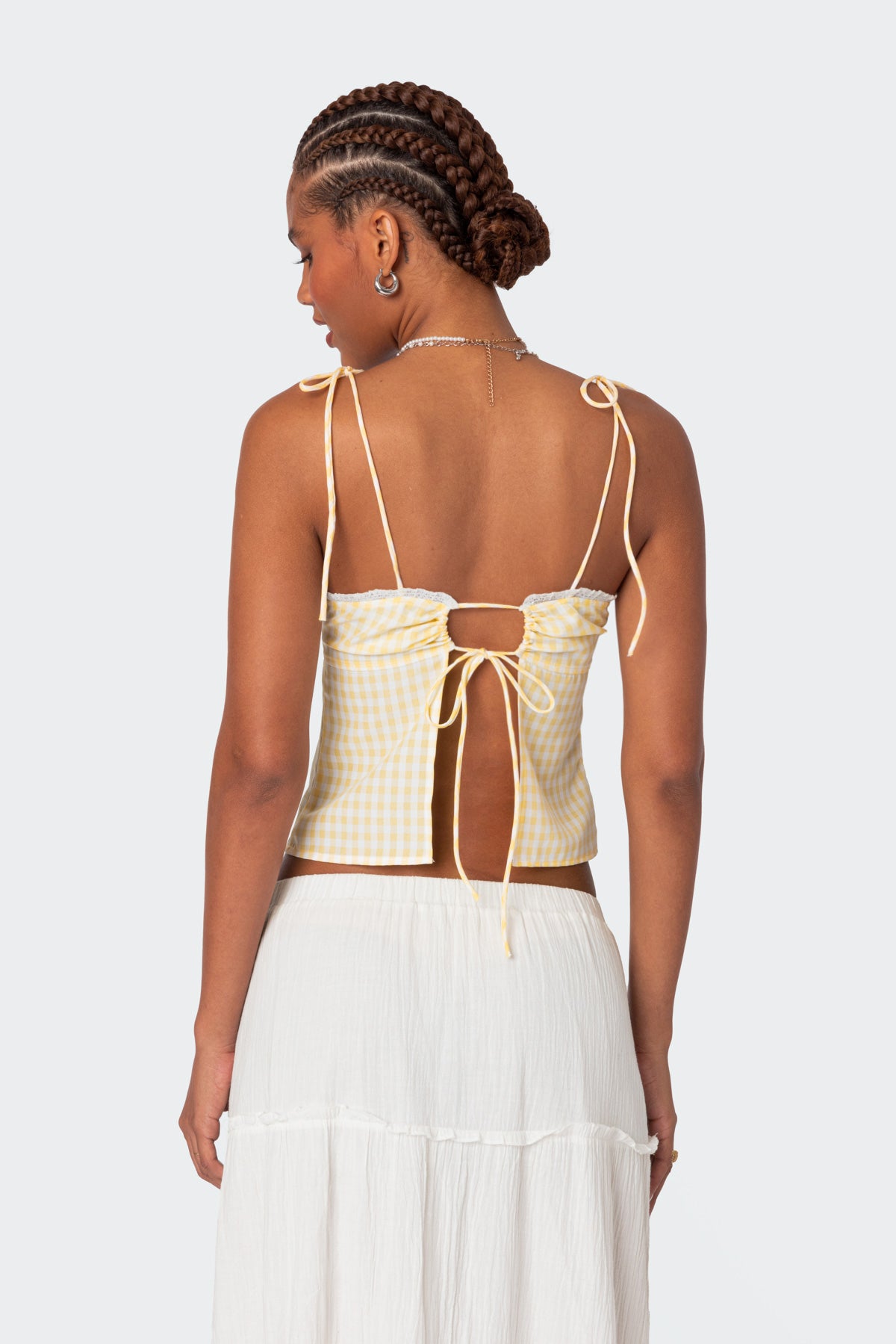 Billie Open Tie Back Gingham Top-Milans Time