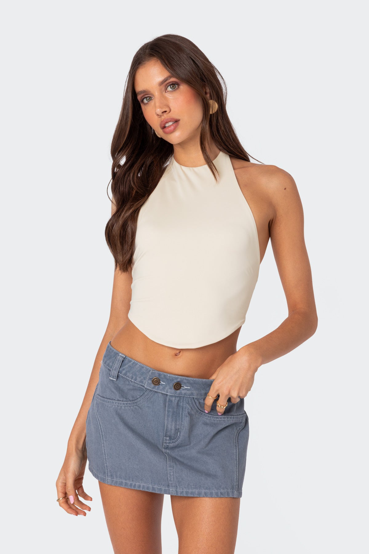 Raine Curved Halter Top-Milans Time