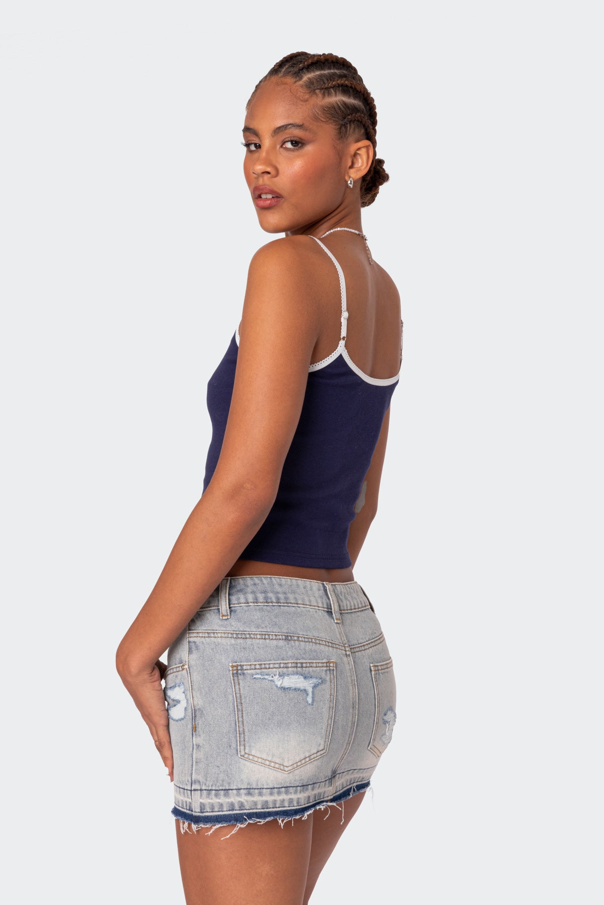 Franky Ribbed Contrast Tank Top-Milans Time