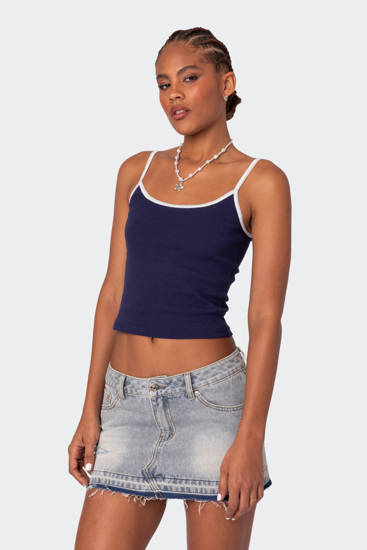 Franky Ribbed Contrast Tank Top-Milans Time