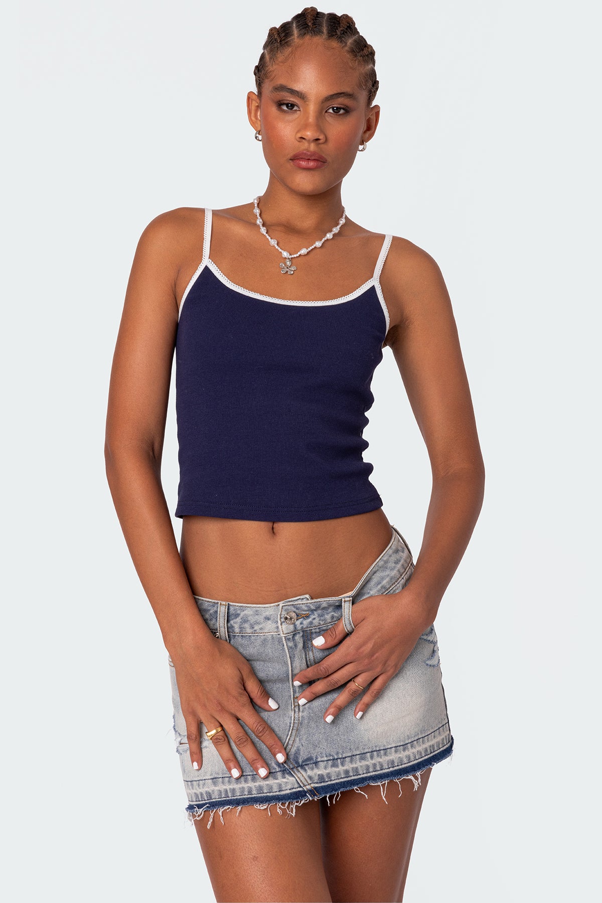 Franky Ribbed Contrast Tank Top-Milans Time