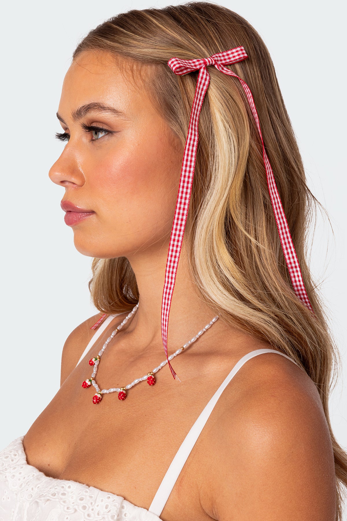 Gingham Bow Hair Clip Set-Milans Time