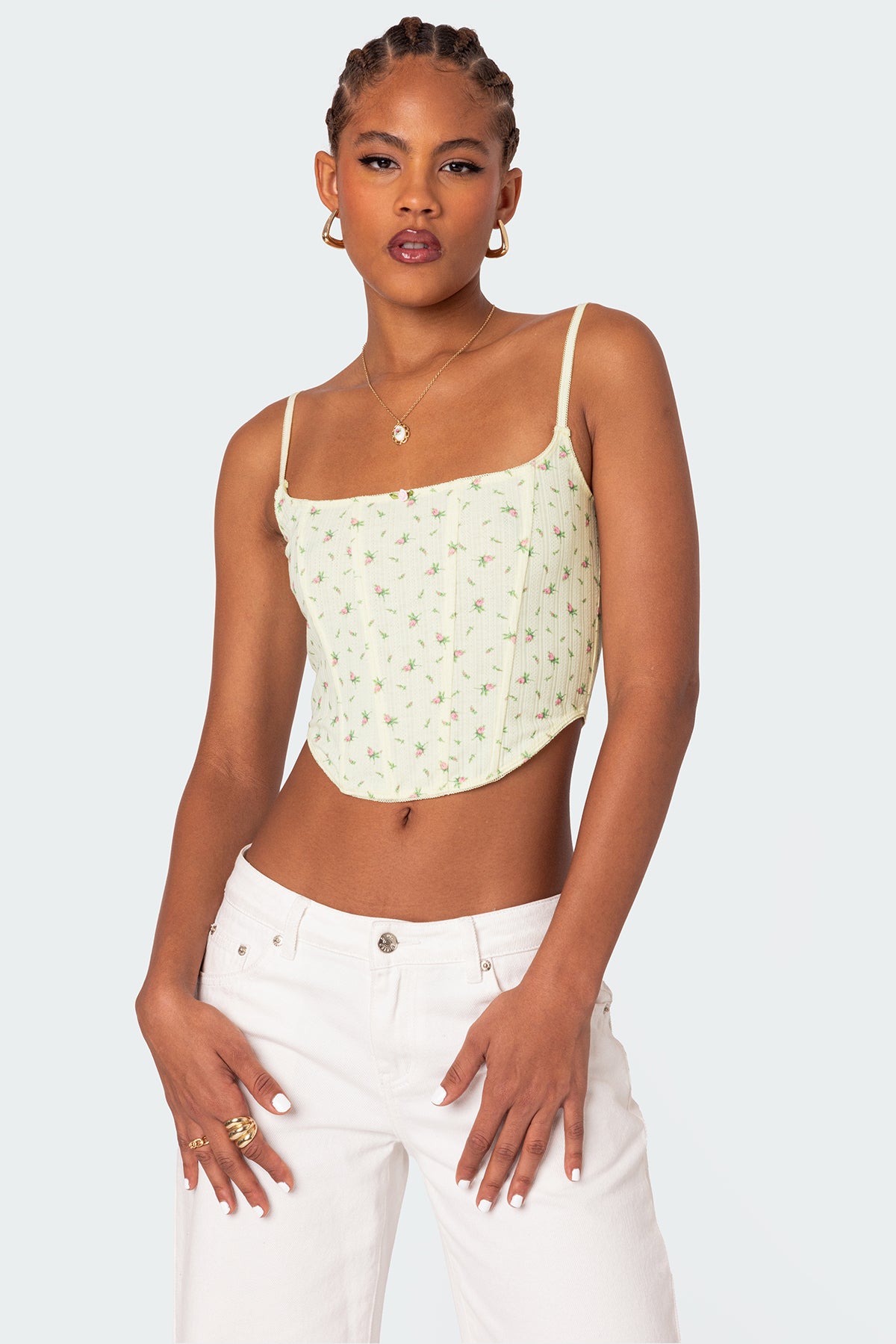 Rosey Printed Pointelle Corset-Milans Time