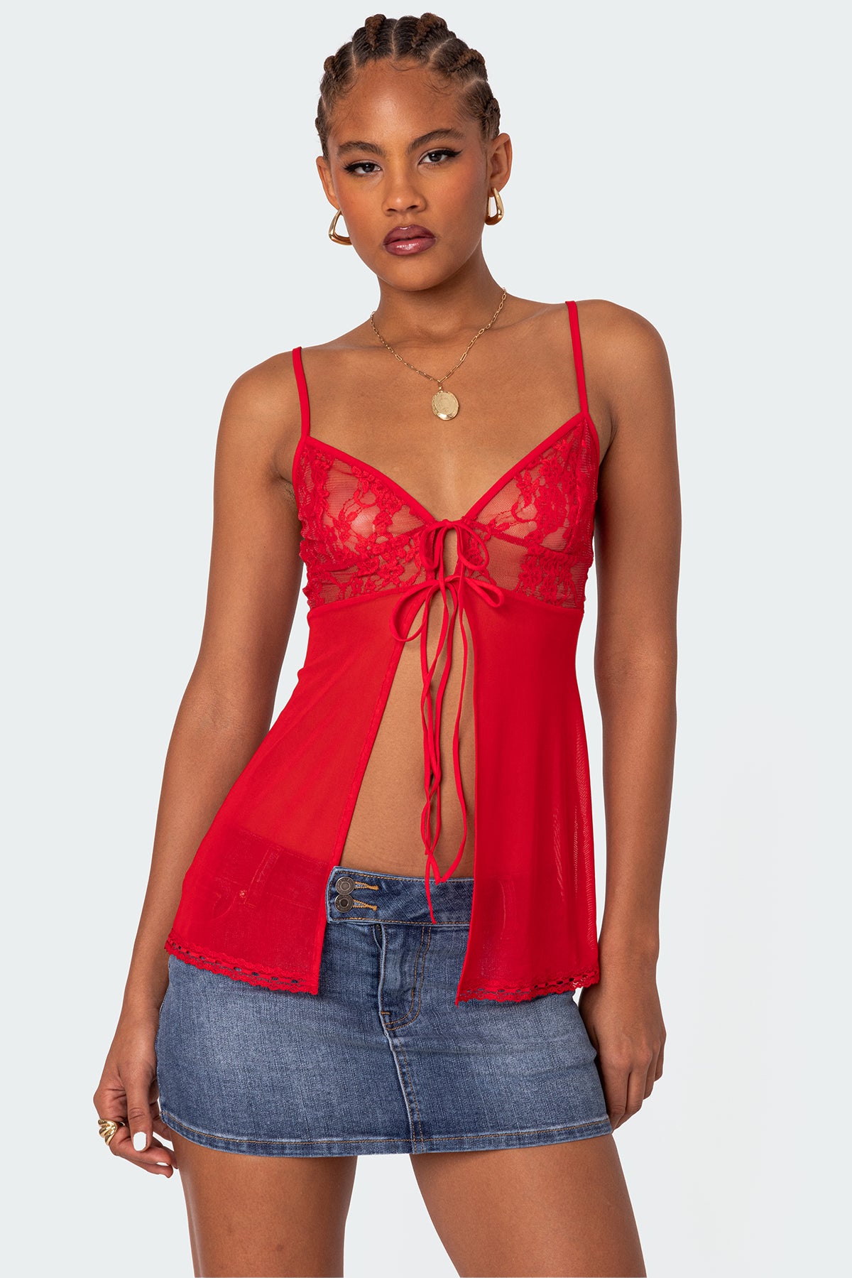 Mimosa Sheer Lace Long Tank Top-Milans Time