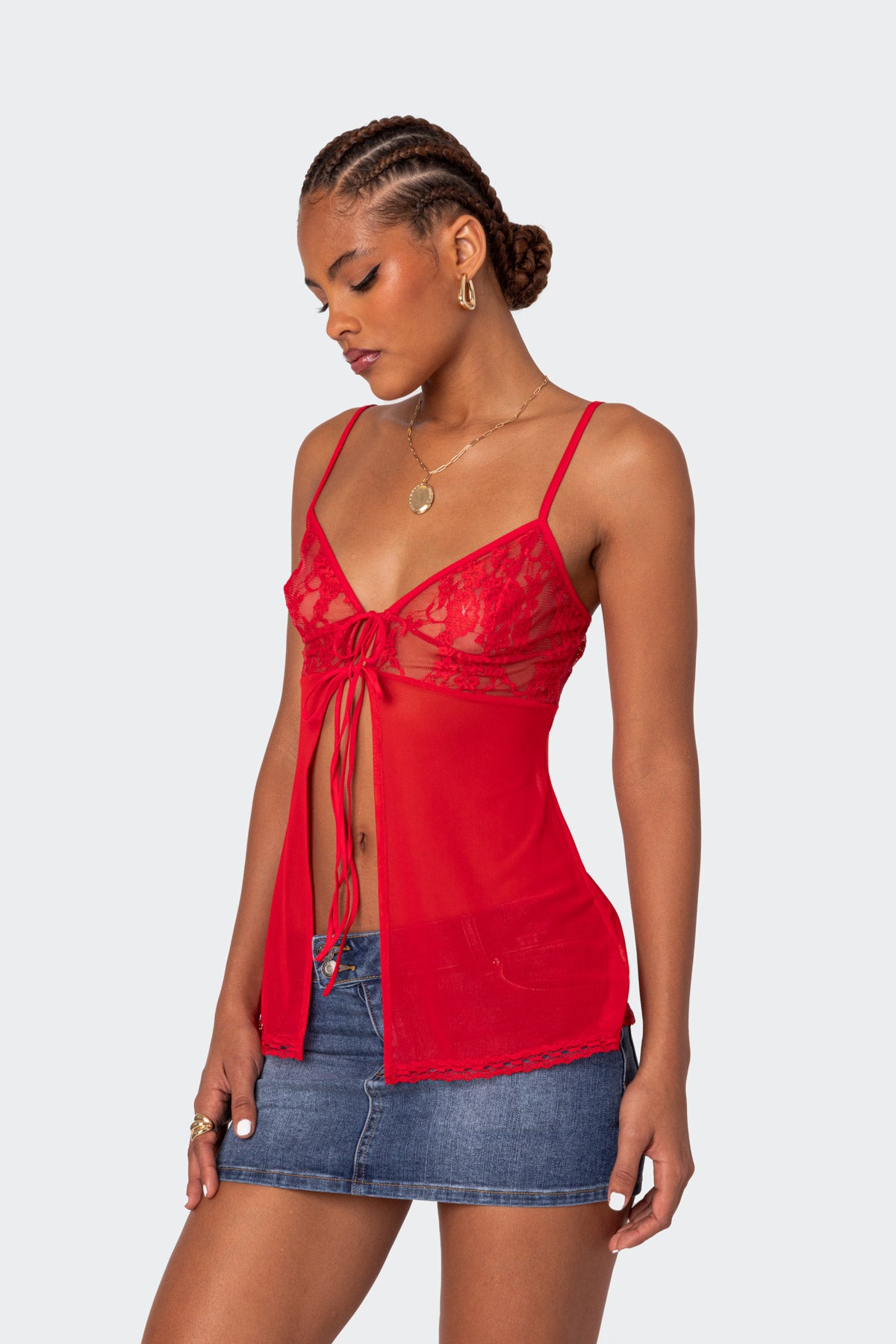 Mimosa Sheer Lace Long Tank Top-Milans Time