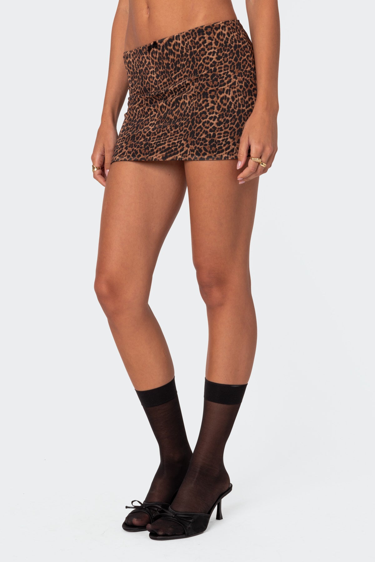 Edin Leopard Print Mesh Mini Skirt-Milans Time