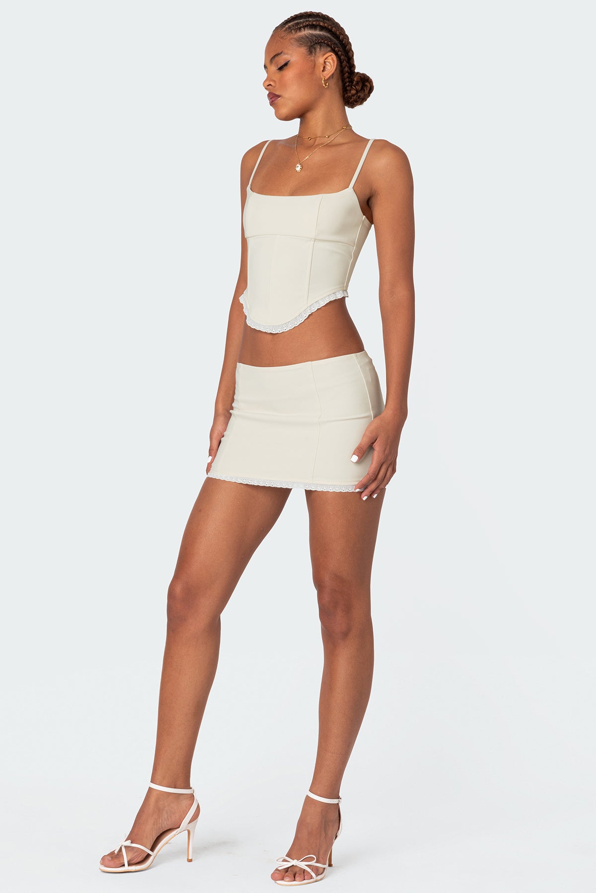 Thora Woven Lace Up Corset-Milans Time