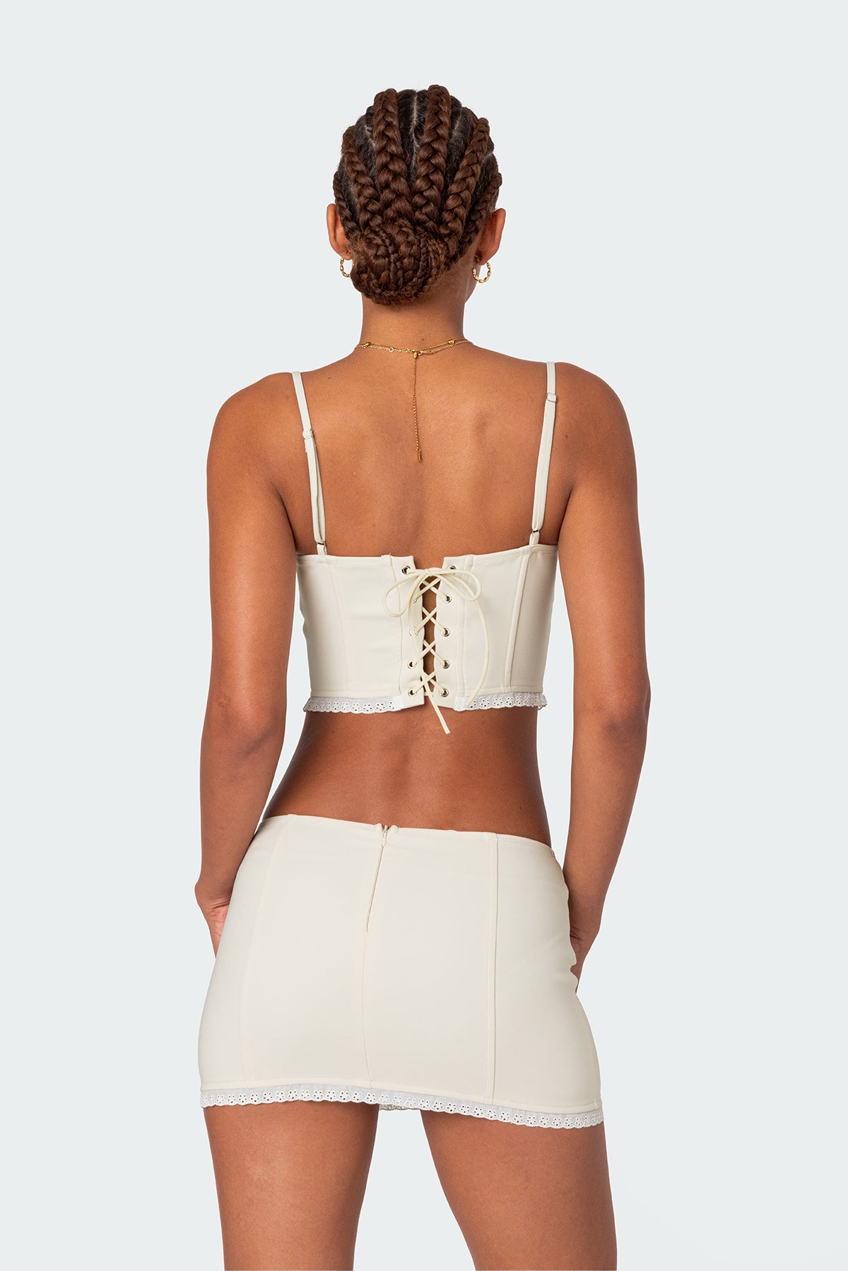 Thora Woven Lace Up Corset-Milans Time