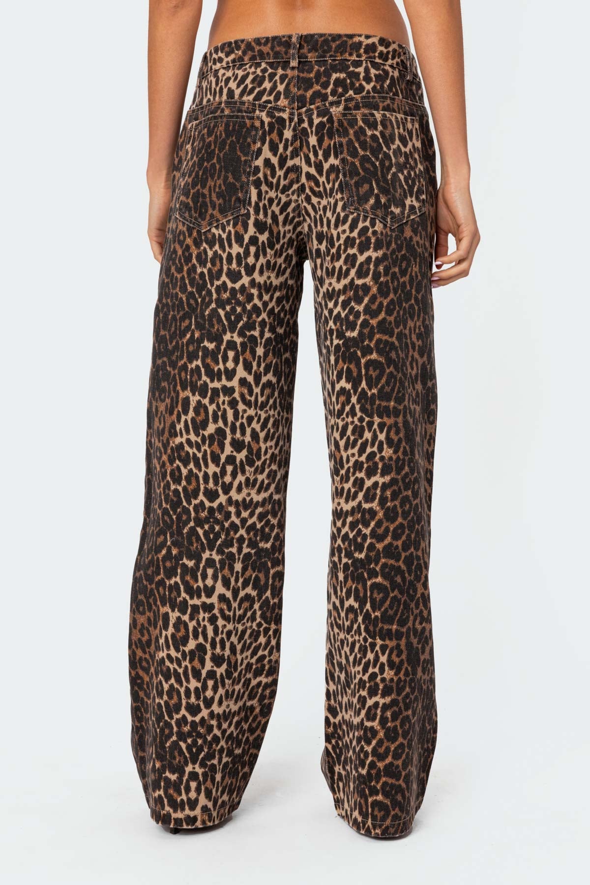 Leopard Printed Low Rise Baggy Jeans-Milans Time