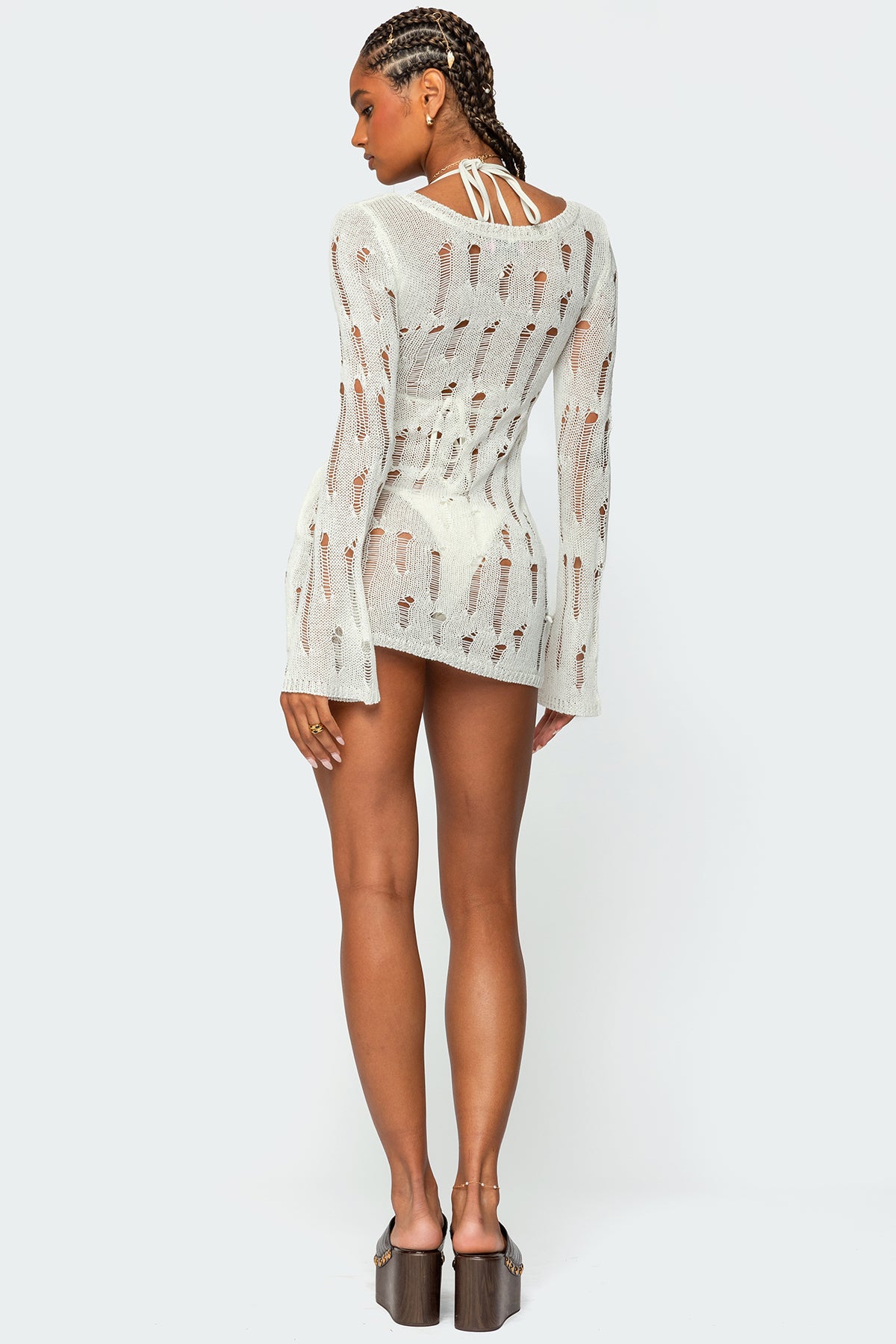 Manuela Distressed Knit Mini Dress-Milans Time
