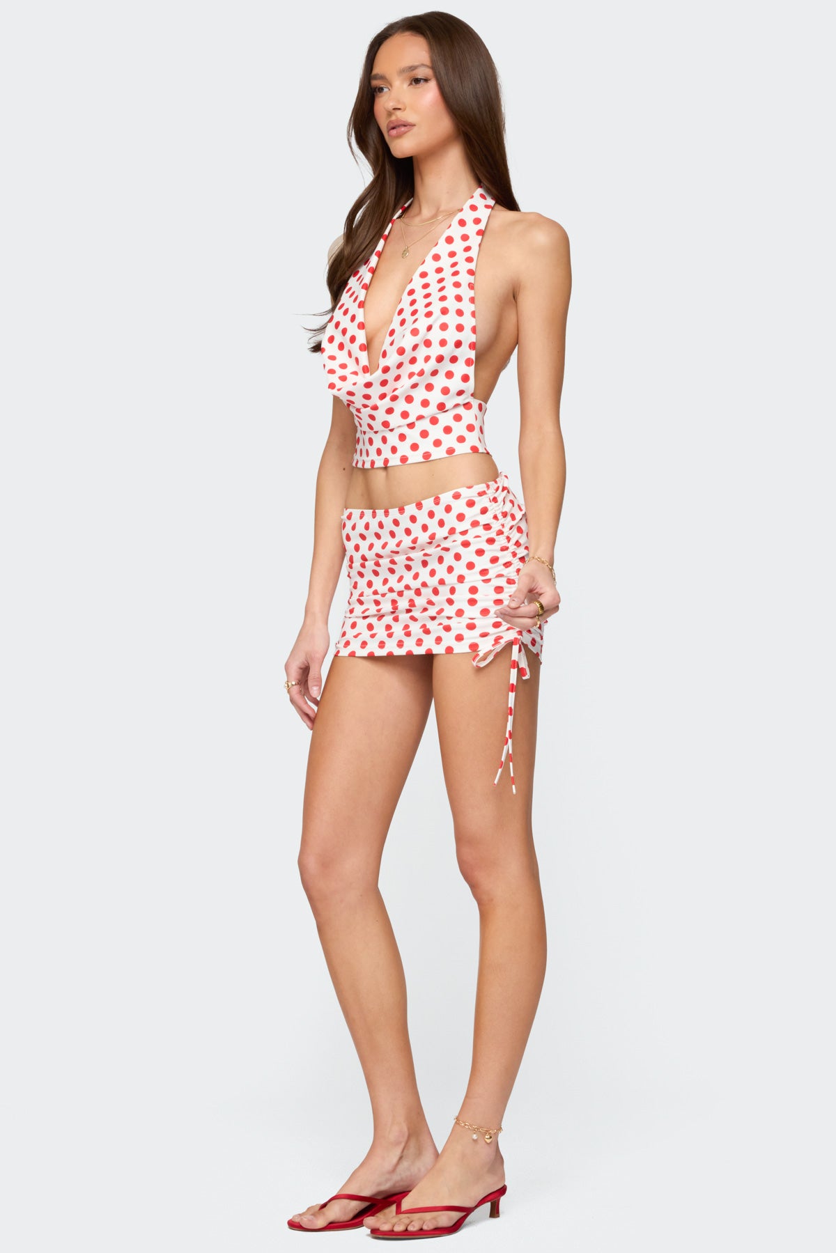 Zoe Polka Dot Cowl Neck Top-Milans Time