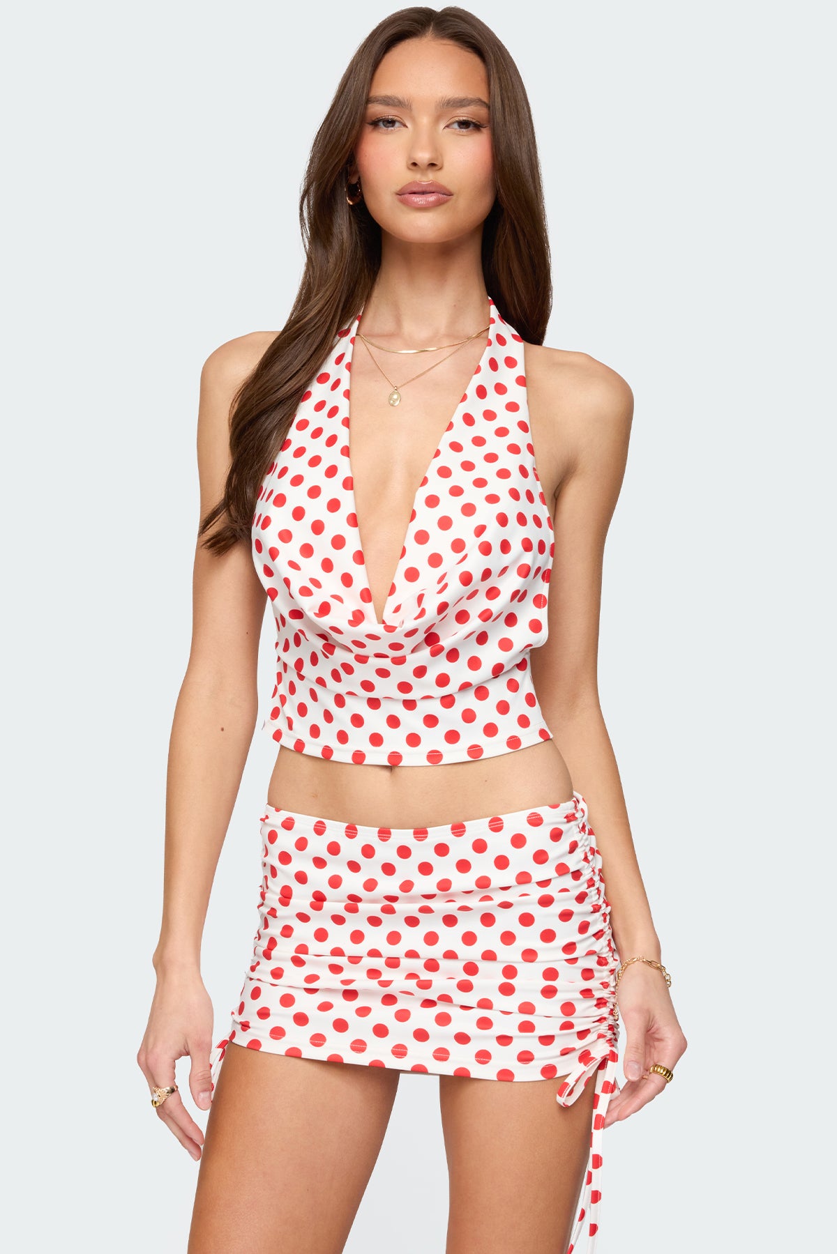 Zoe Polka Dot Cowl Neck Top-Milans Time