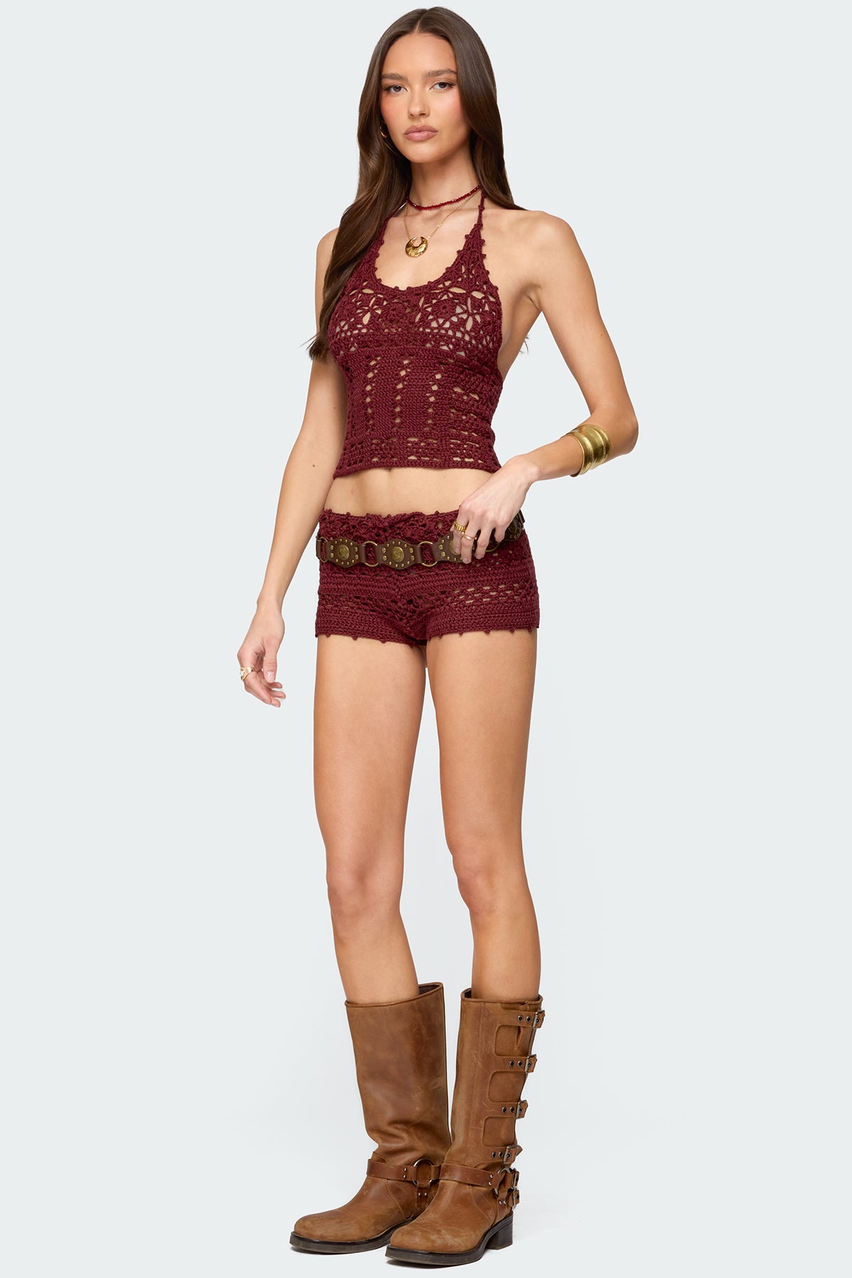 Kelani Crochet Halter Top-Milans Time