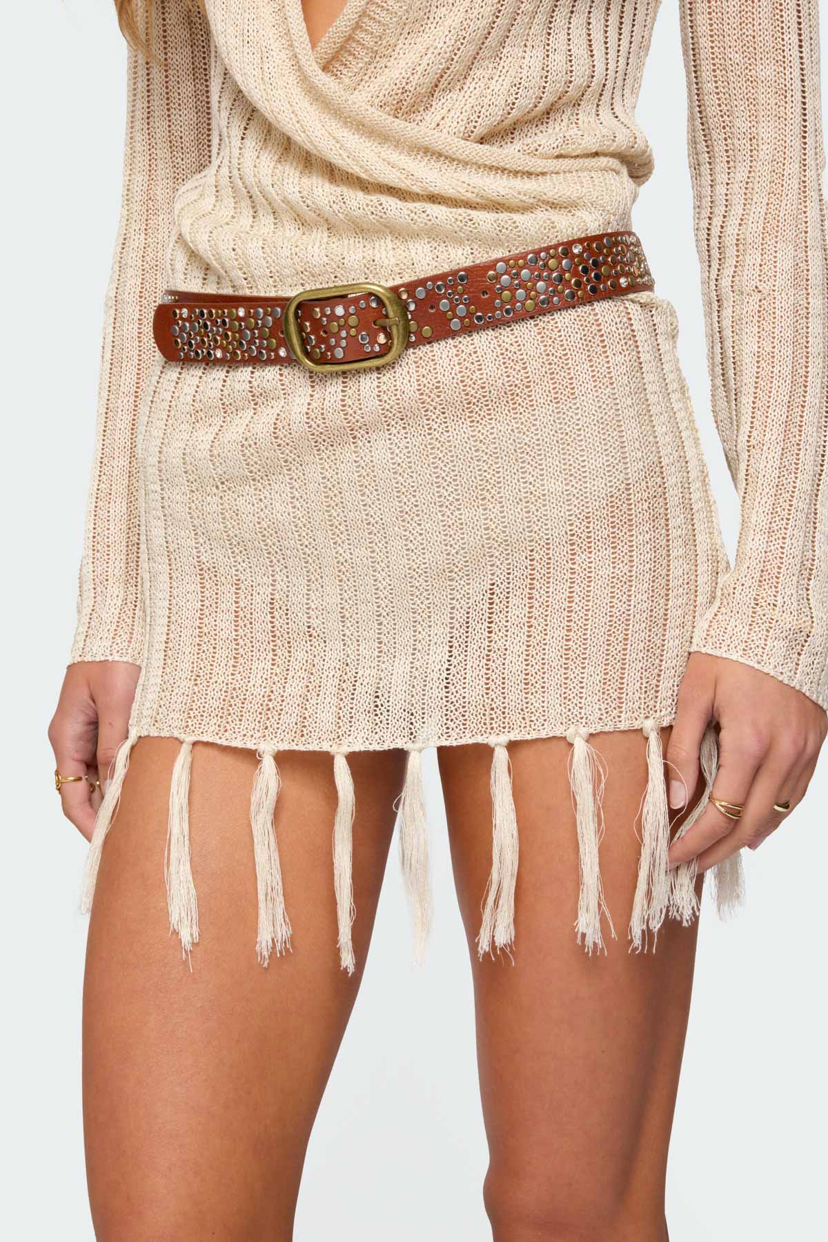 Zinia Studded Faux Leather Belt-Milans Time