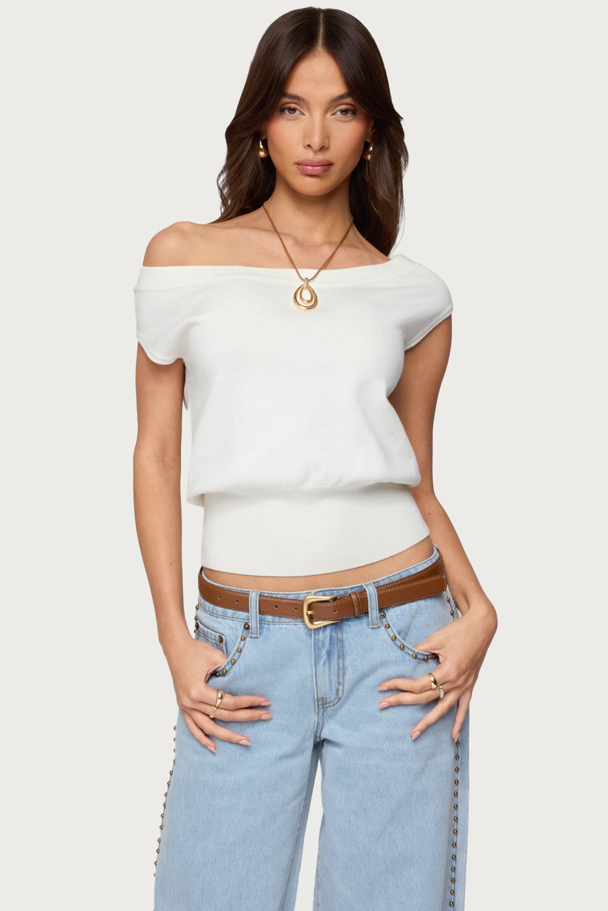 Michaela Off Shoulder Knit Top-Milans Time