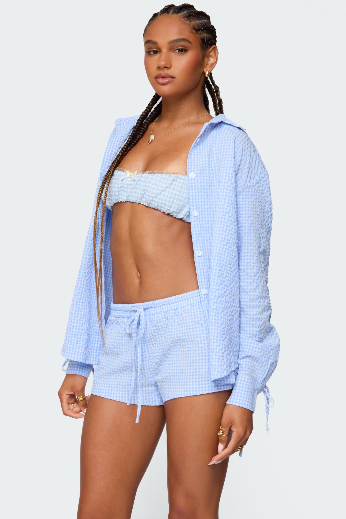 Lira Textured Gingham Button Up Shirt-Milans Time