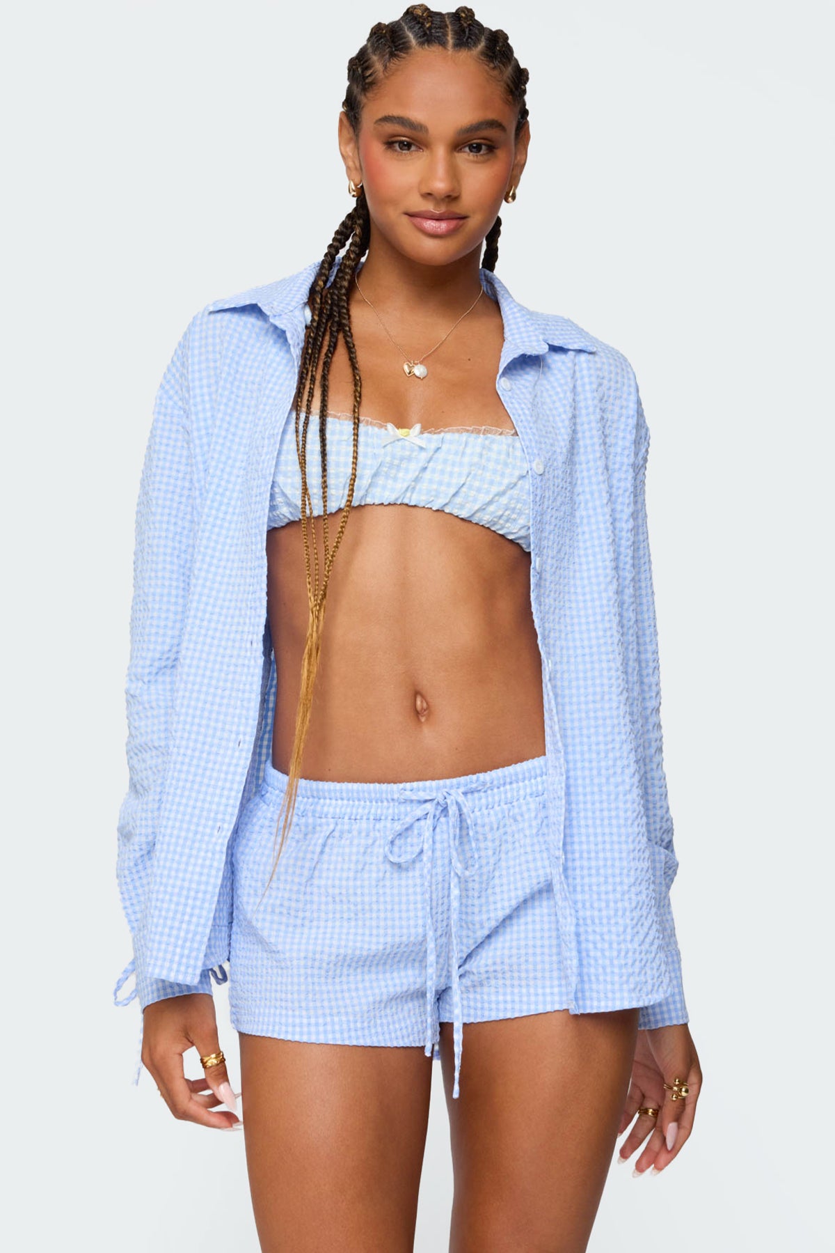 Lira Textured Gingham Button Up Shirt-Milans Time
