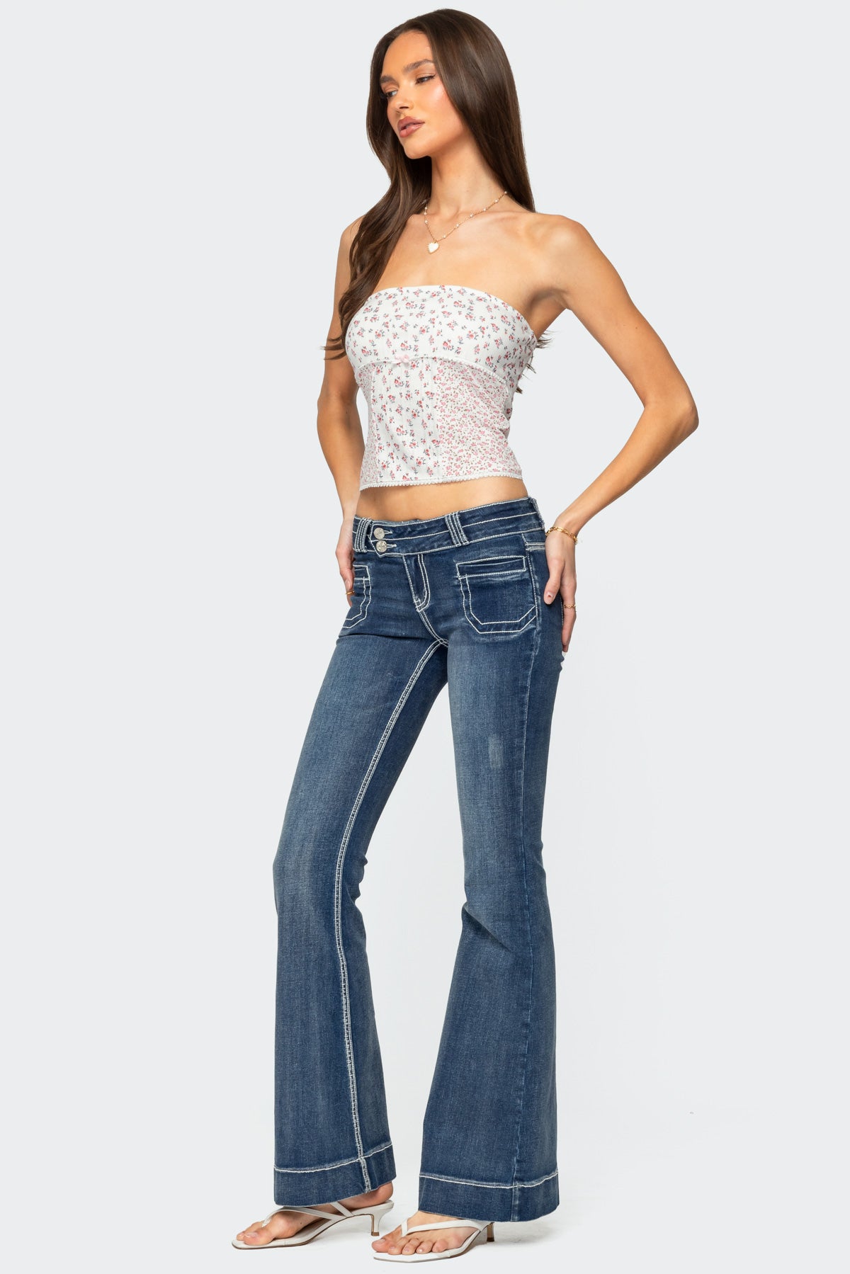 Mixed Floral Pointelle Tube Top-Milans Time