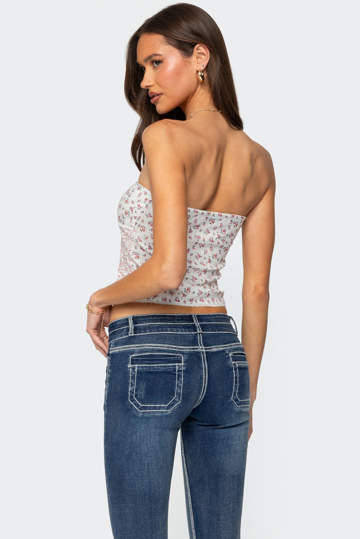 Mixed Floral Pointelle Tube Top-Milans Time